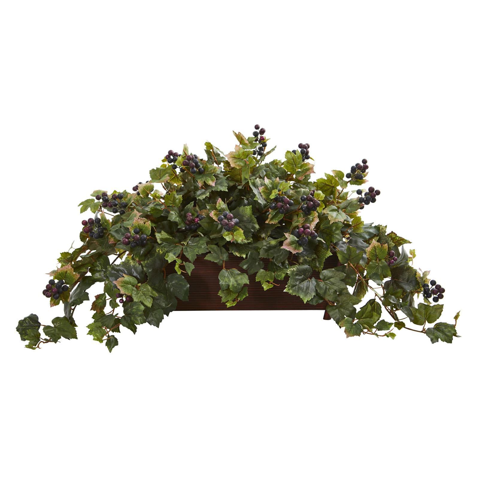 Summer Breeze Artificial Grape Leaf Arrangement in Decorative Planter