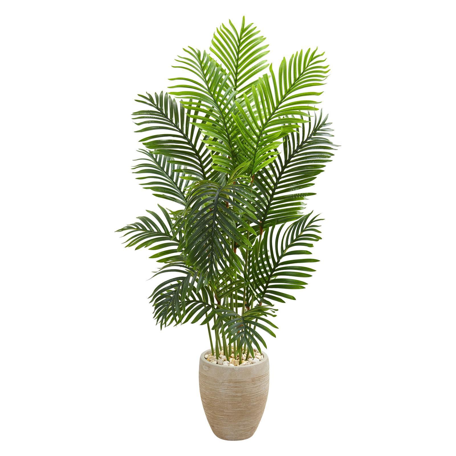 Nearly Natural 5-ft Paradise Palm Artificial Tree in Sand Colored Planter