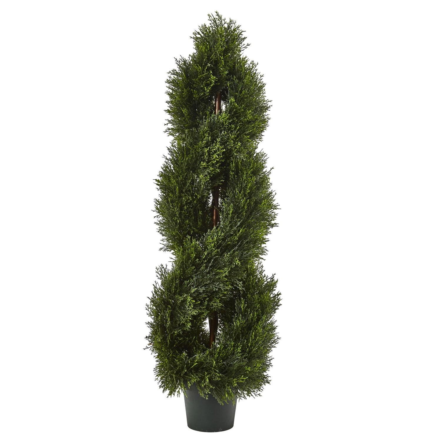 Nearly Natural Double Pond Cypress Spiral Topiary UV Resistant With 1036 Leaves