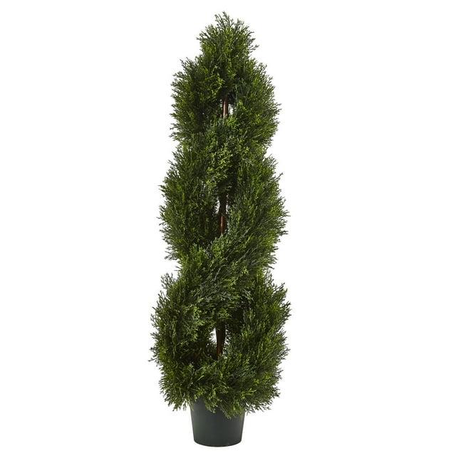 Nearly Natural Double Pond Cypress Spiral Topiary UV Resistant With 1036 Leaves