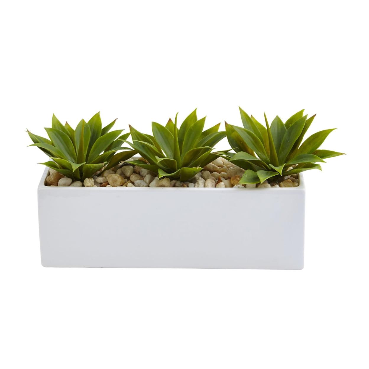 7'' Faux Agave Plant in Ceramic Planter