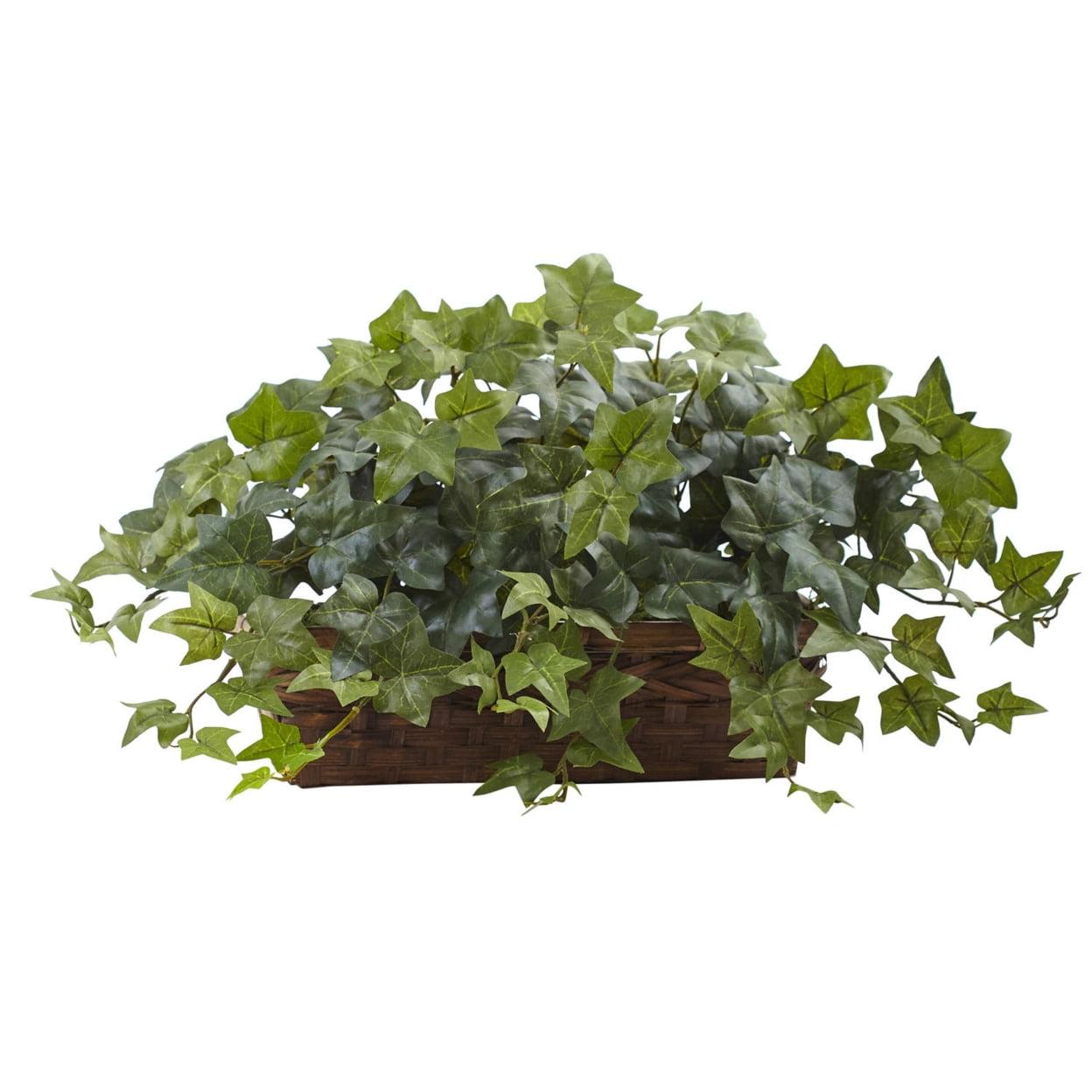 Lush Green Ivy 30" Tabletop Potted Plant in Brown Basket
