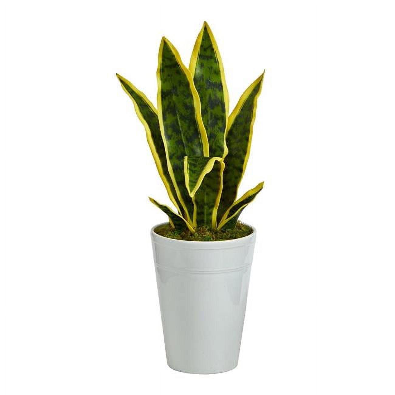 Lifelike Sansevieria 18" Faux Plant in White Planter