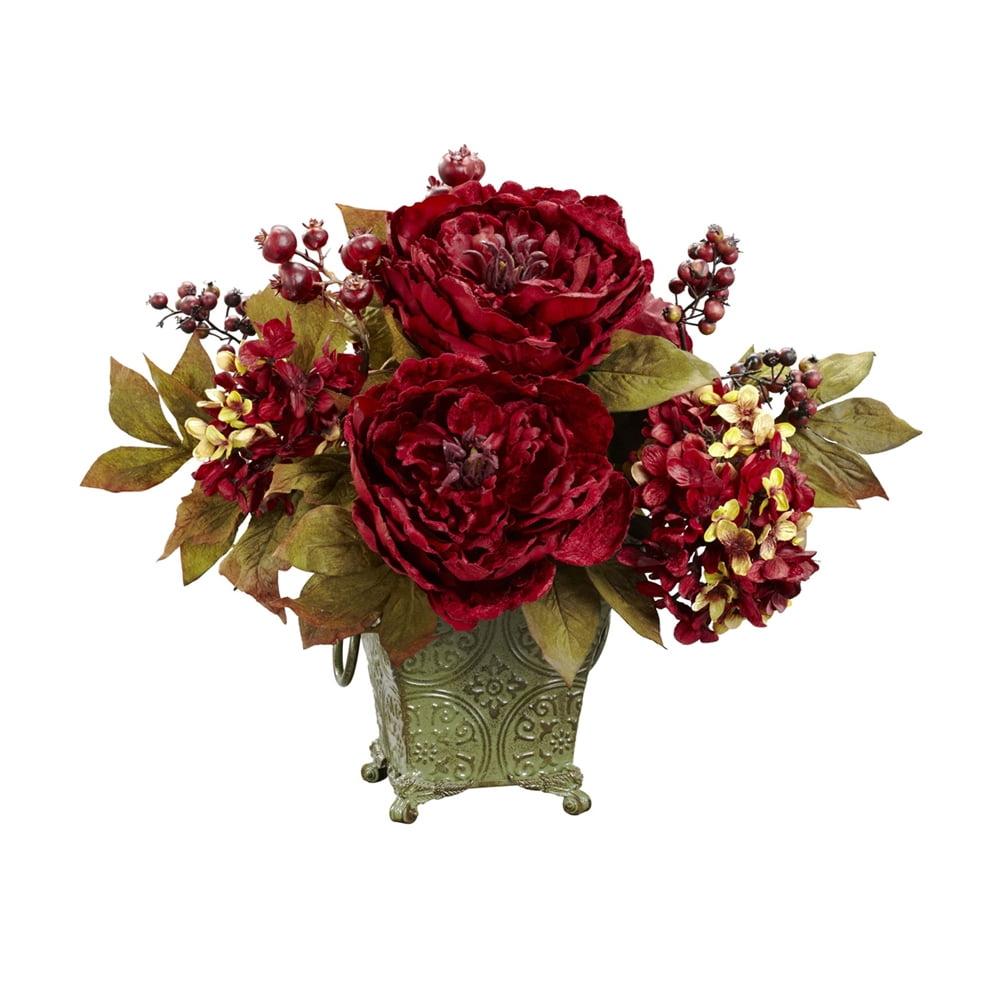 Elegant Hydrangea & Peony Cotton Bloom Silk Arrangement