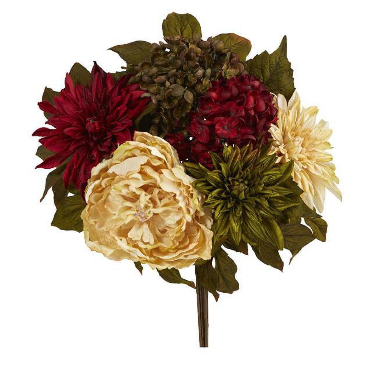 Eternal Blossom 16" Peony, Hydrangea, and Dahlia Faux Flower Arrangement