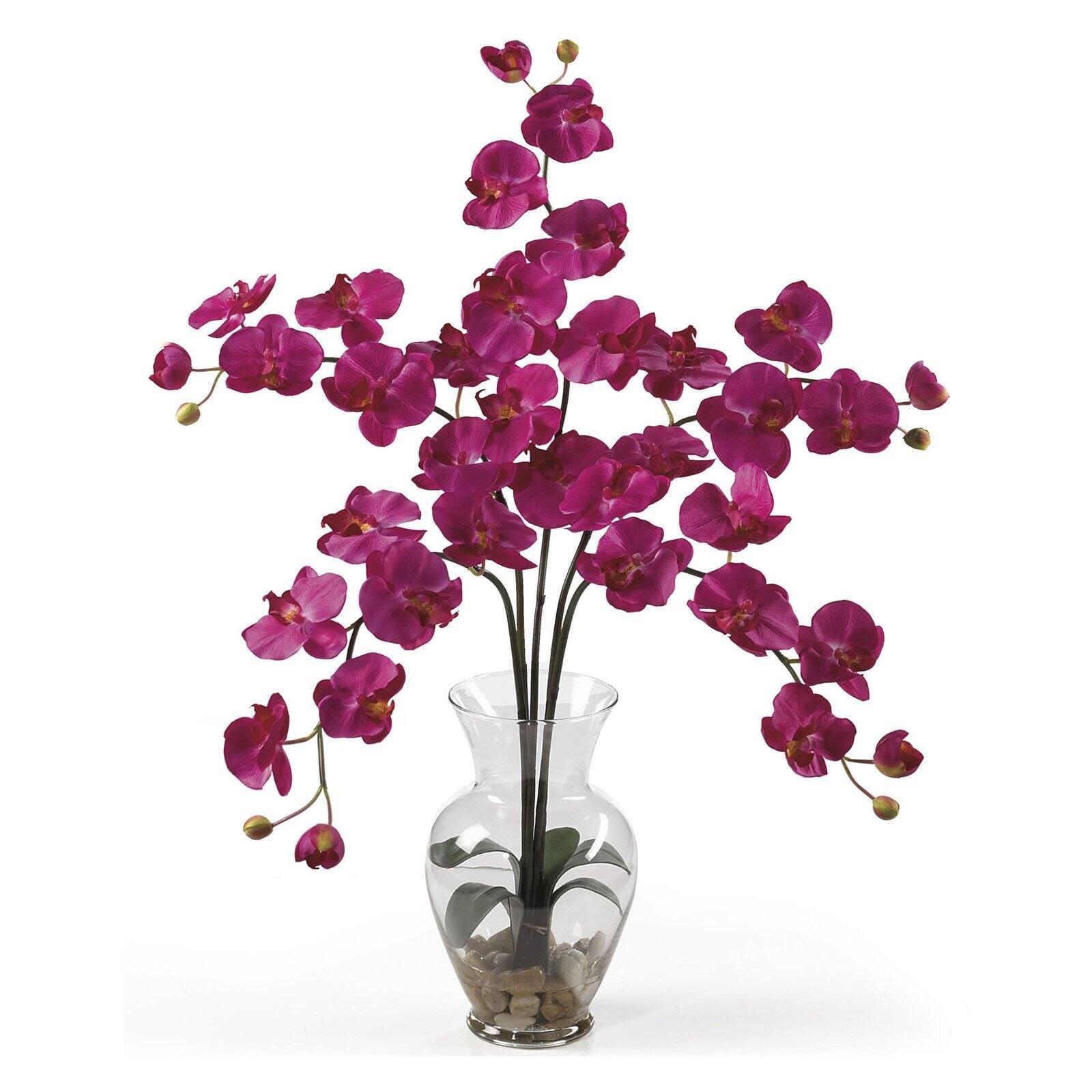 Nearly Natural Phalaenopsis Liquid Illusion Silk Flower Arrangement, Beauty