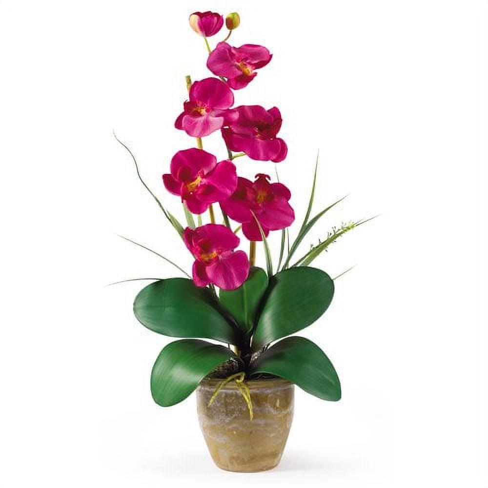 Vibrant Pink Artificial Phalaenopsis Orchid in Ceramic Pot