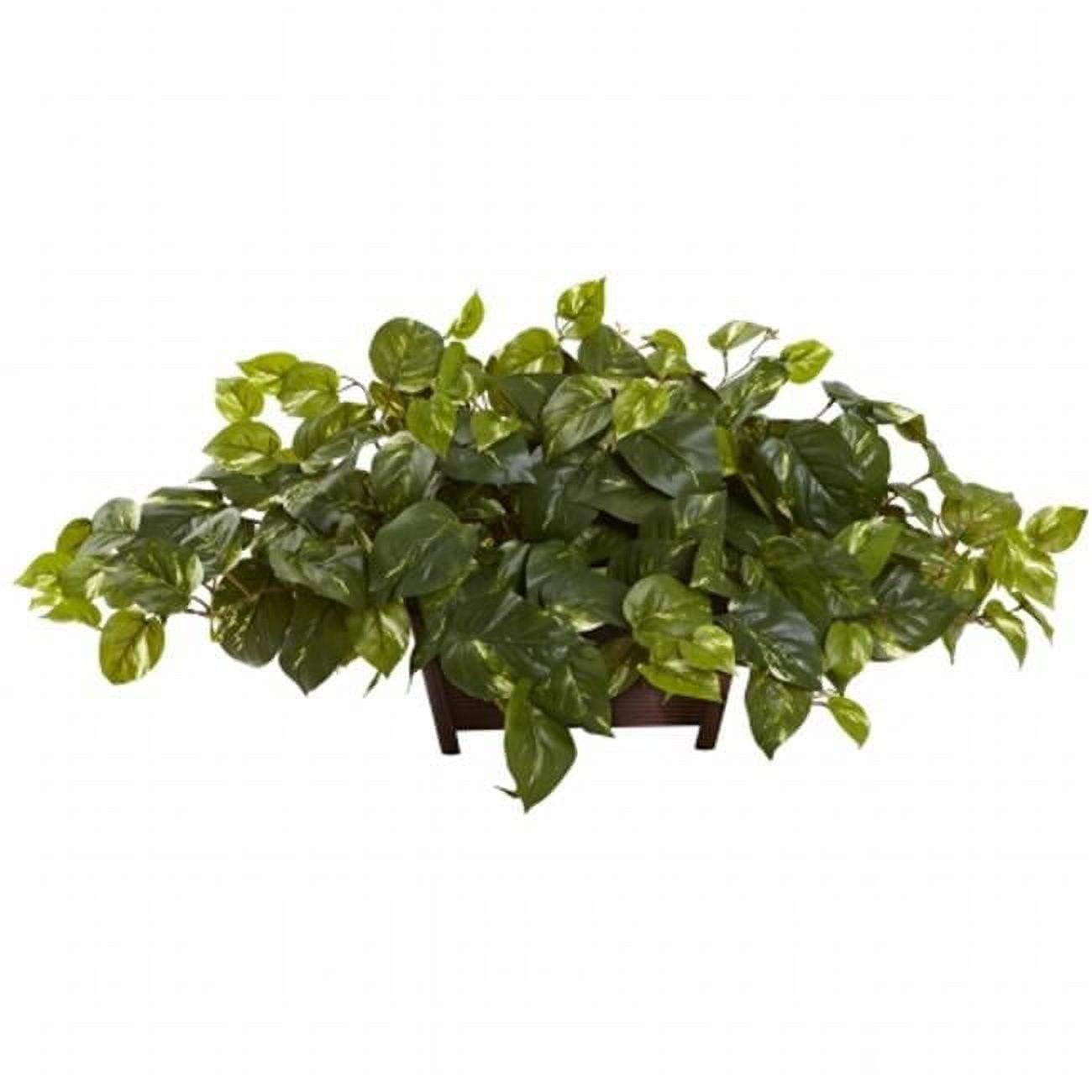 Nearly Natural 9in. Pothos Artificial Plant in White Planter (Real Touch)