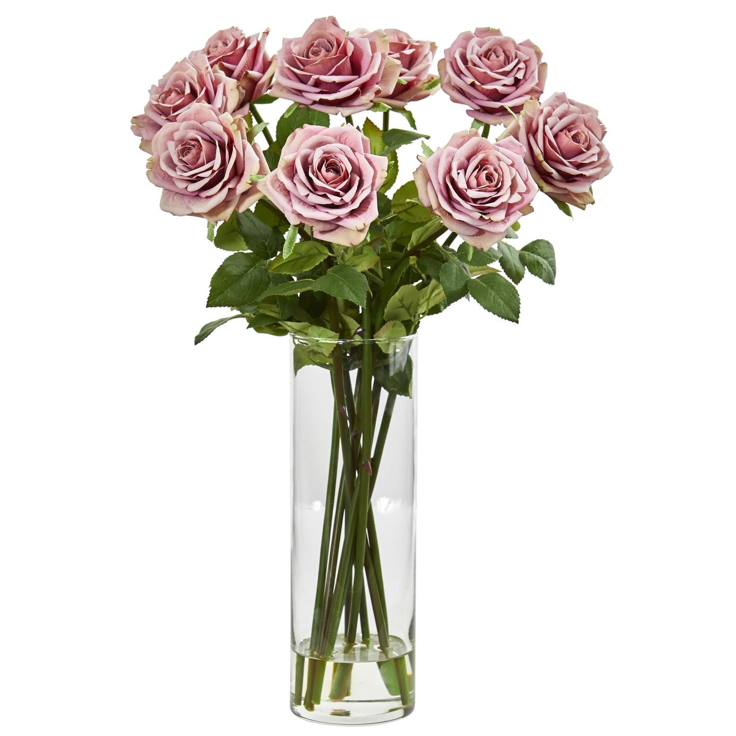 Regal Rose 22.5" Artificial Arrangement in Clear Cylinder Vase