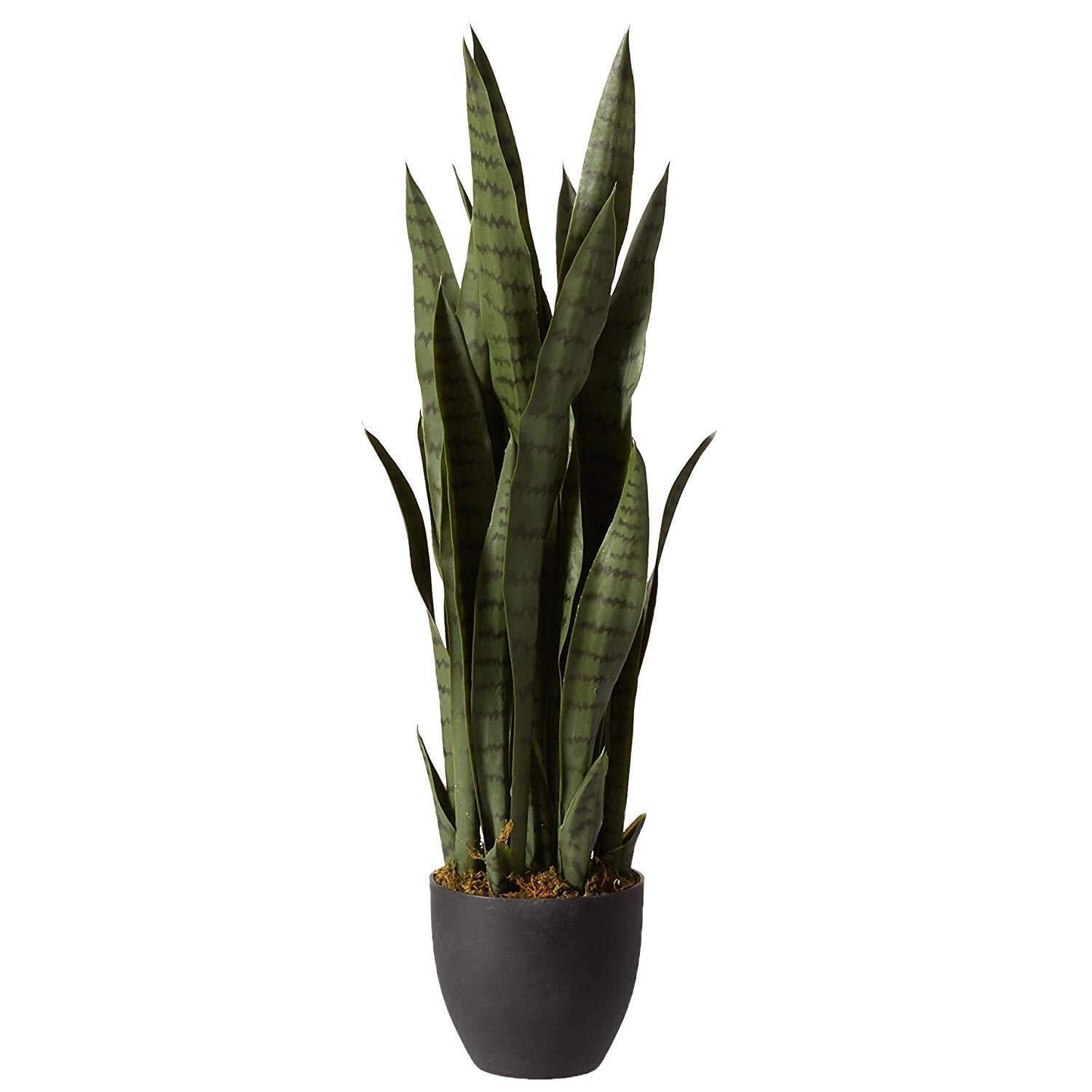 Nearly Natural 35" Green Sansevieria in Black Planter