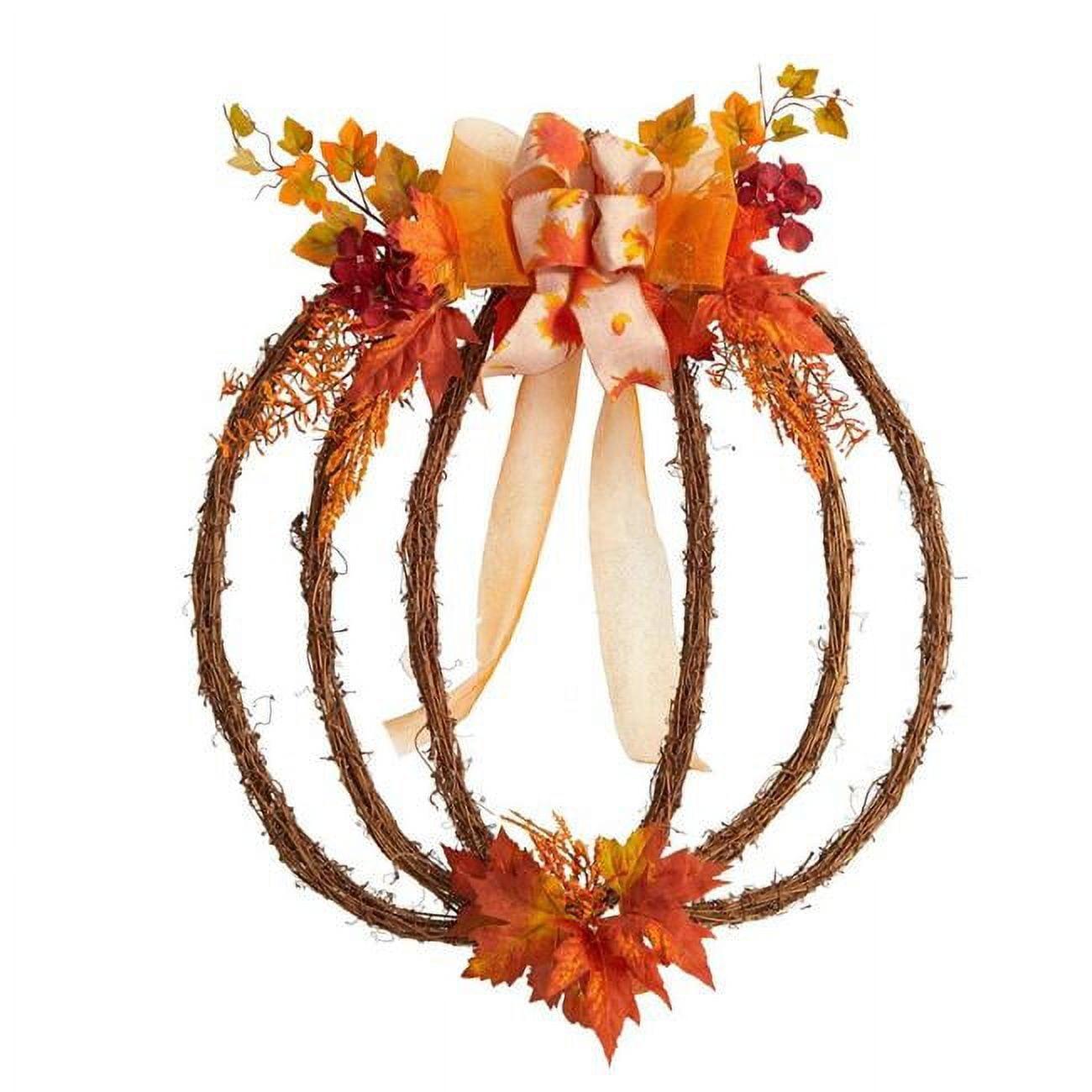 Harvest Bounty 22" Autumn Pumpkin and Maple Leaf Artificial Wreath