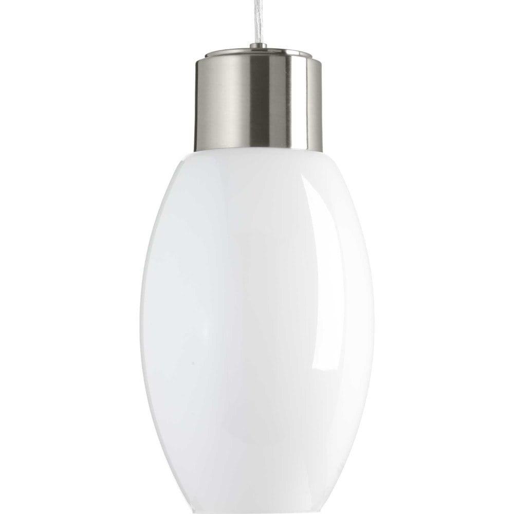 Brushed Nickel Oval LED Pendant Light with Polished Opal Glass