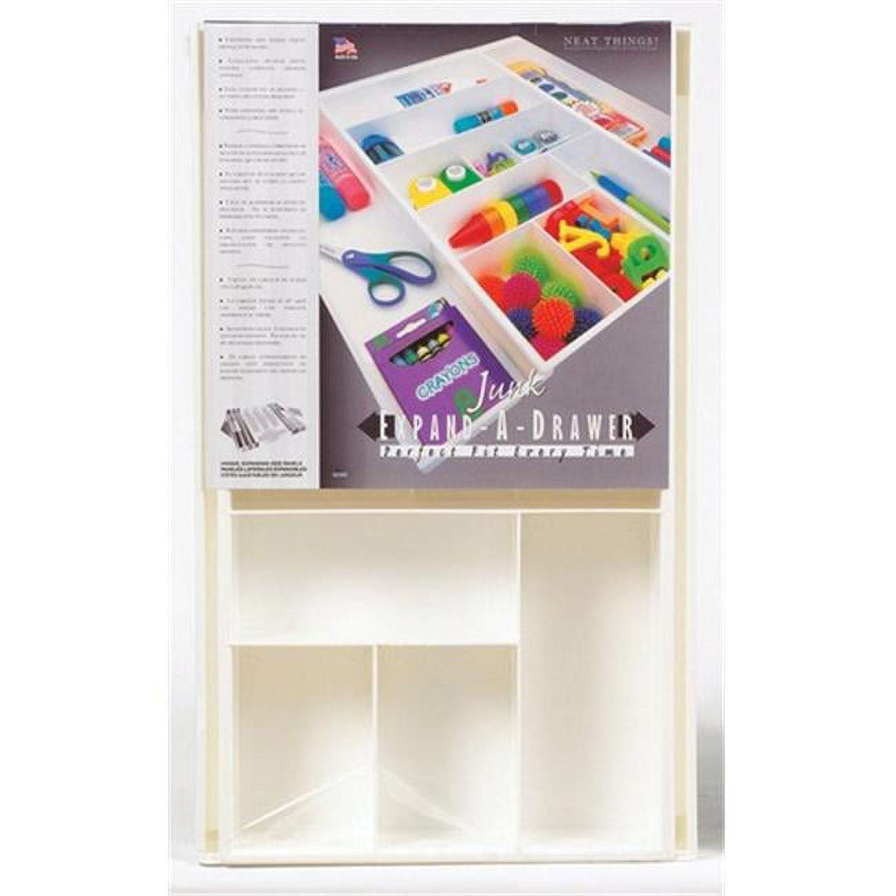 White Adjustable Plastic Expandable Drawer Organizer with 13 Compartments