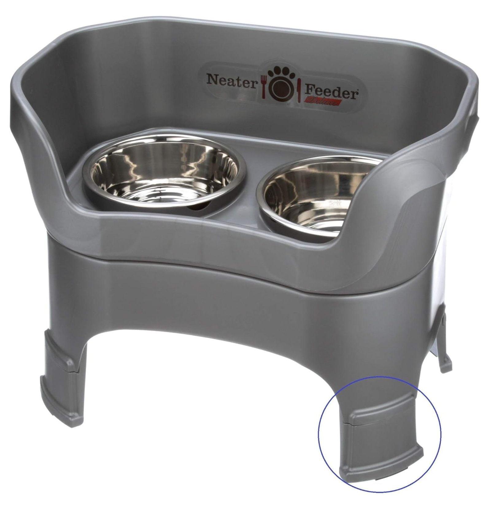 Neater Feeder - Deluxe Model - Mess-Proof Dog Bowls (Large, Gunmetal) - Made in USA - Elevated, No Spill, Non-Tip, Non-Slip, Raised Stainless Steel Food & Water Pet Bowls