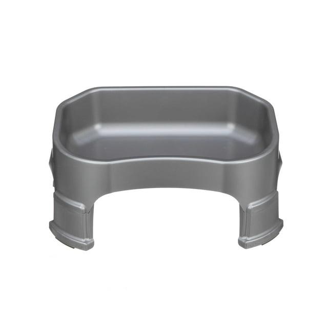 Neater Pets Big Bowl with Leg Extensions for Dogs - Raised for Feeding Comfort - Extra Large Plastic Trough Style Food or Water Bowl for Use Indoors or Outdoors, Gunmetal, 1.25 Gallon (160 Oz.)