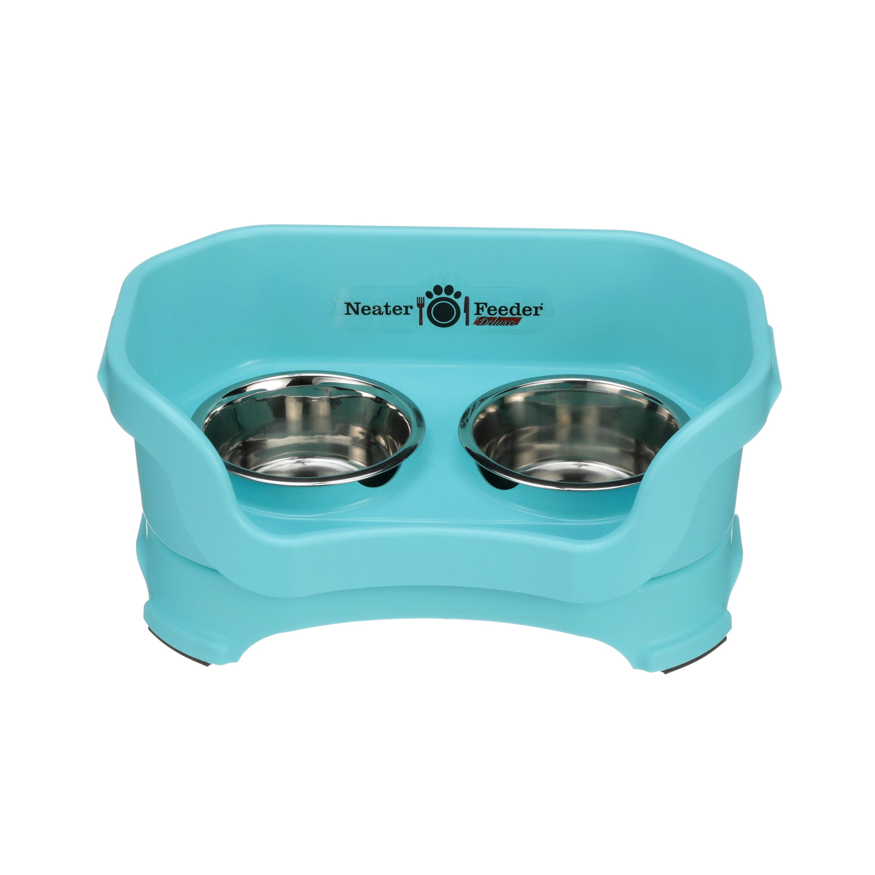 Aquamarine Elevated Stainless Steel Small Dog Feeder