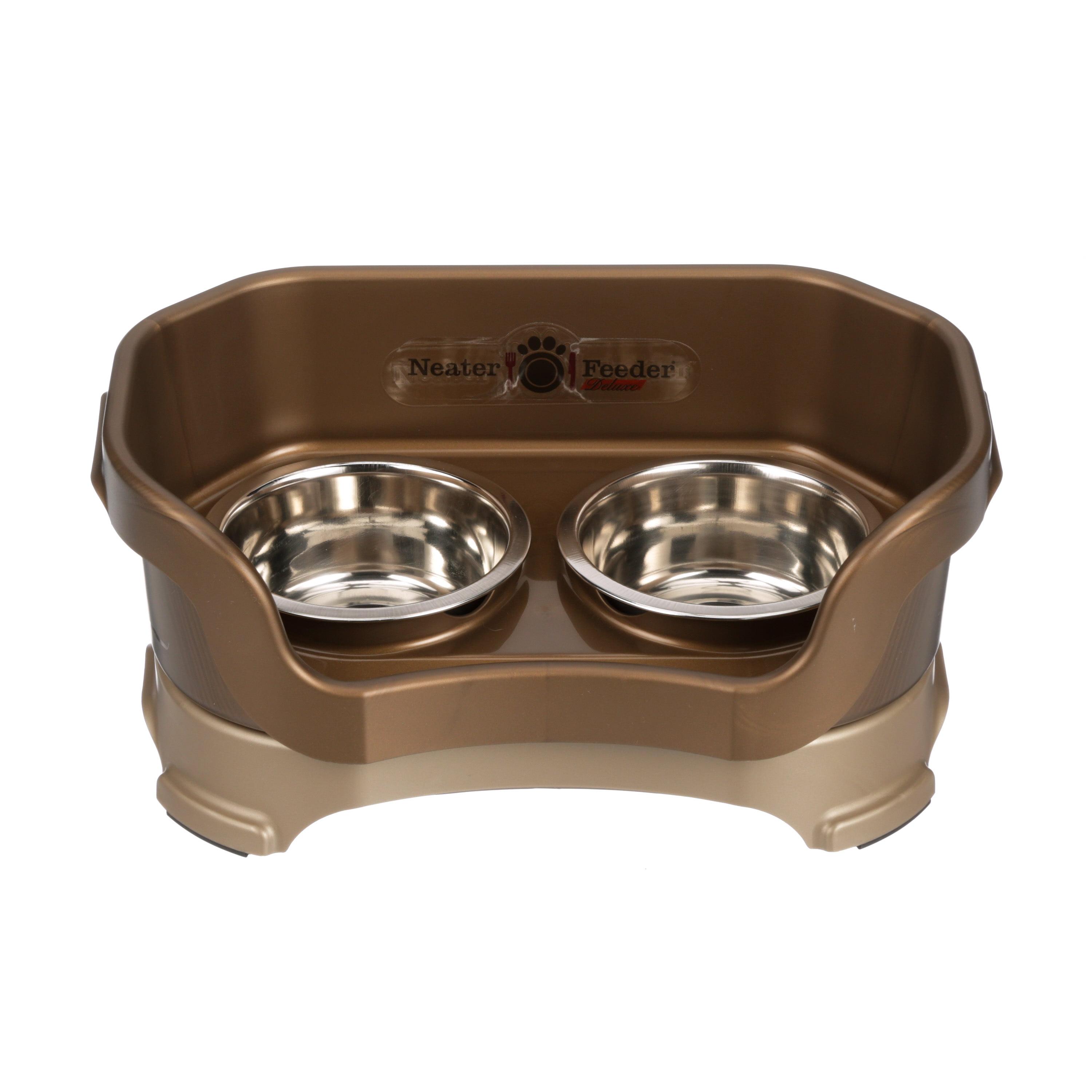 Neater Pets Neater Feeder Deluxe Mess-Proof Elevated Food & Water Bowls for Small Dogs, Bronze