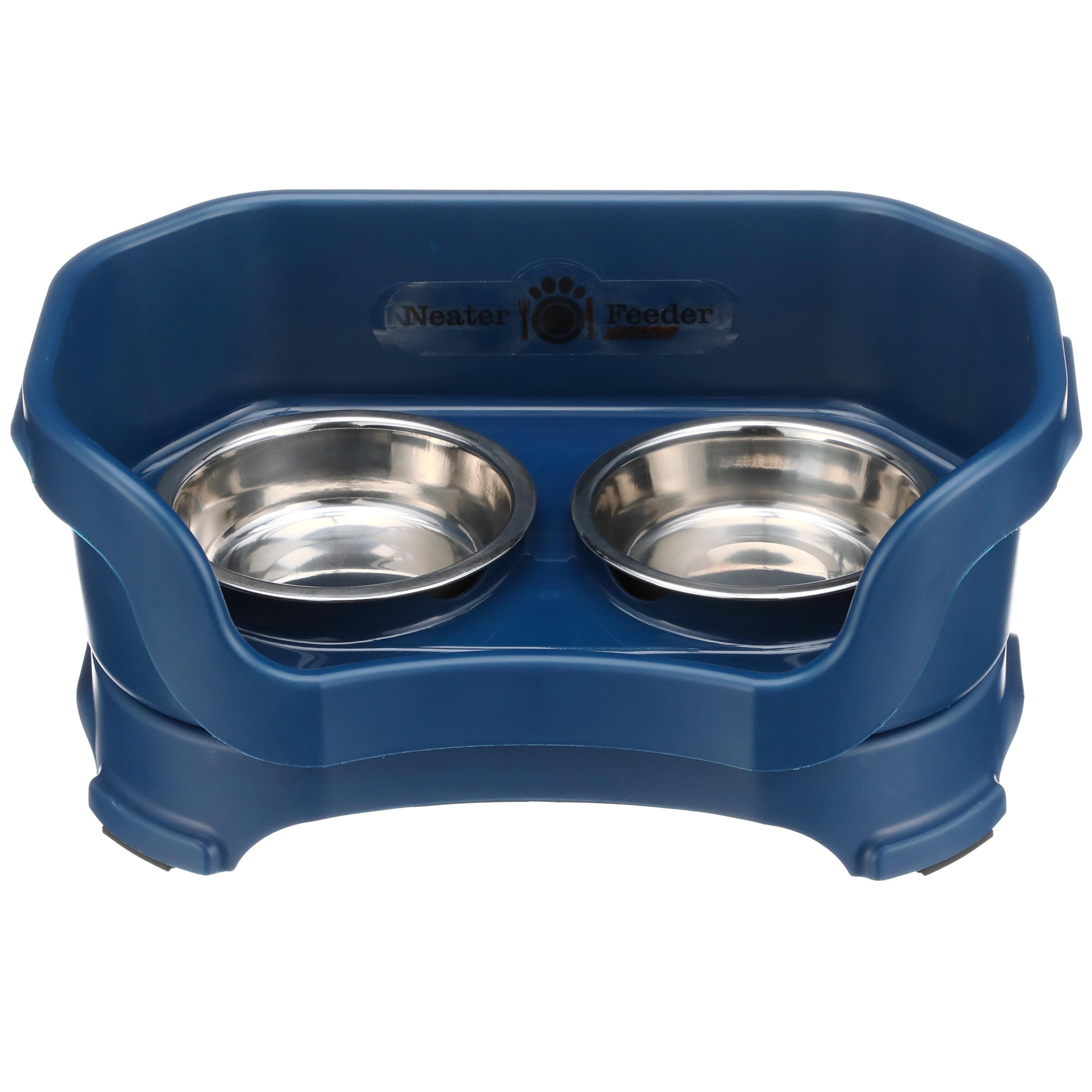 Neater Pets Neater Feeder Deluxe Mess-Proof Elevated Food & Water Bowls for Small Dogs, Dark Blue