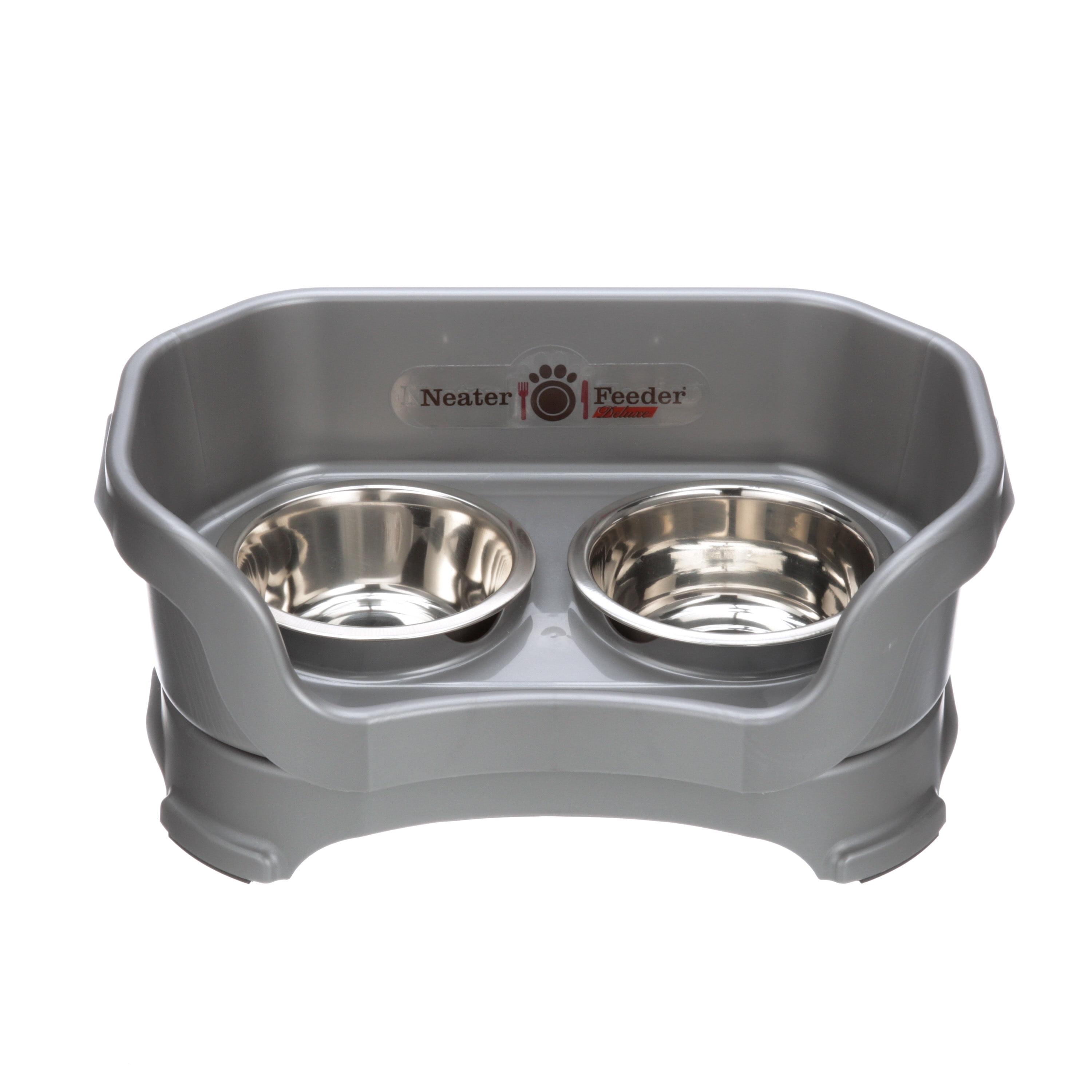 Neater Pets Neater Feeder Deluxe Mess-Proof Elevated Food & Water Bowls for Small Dogs, Gunmetal