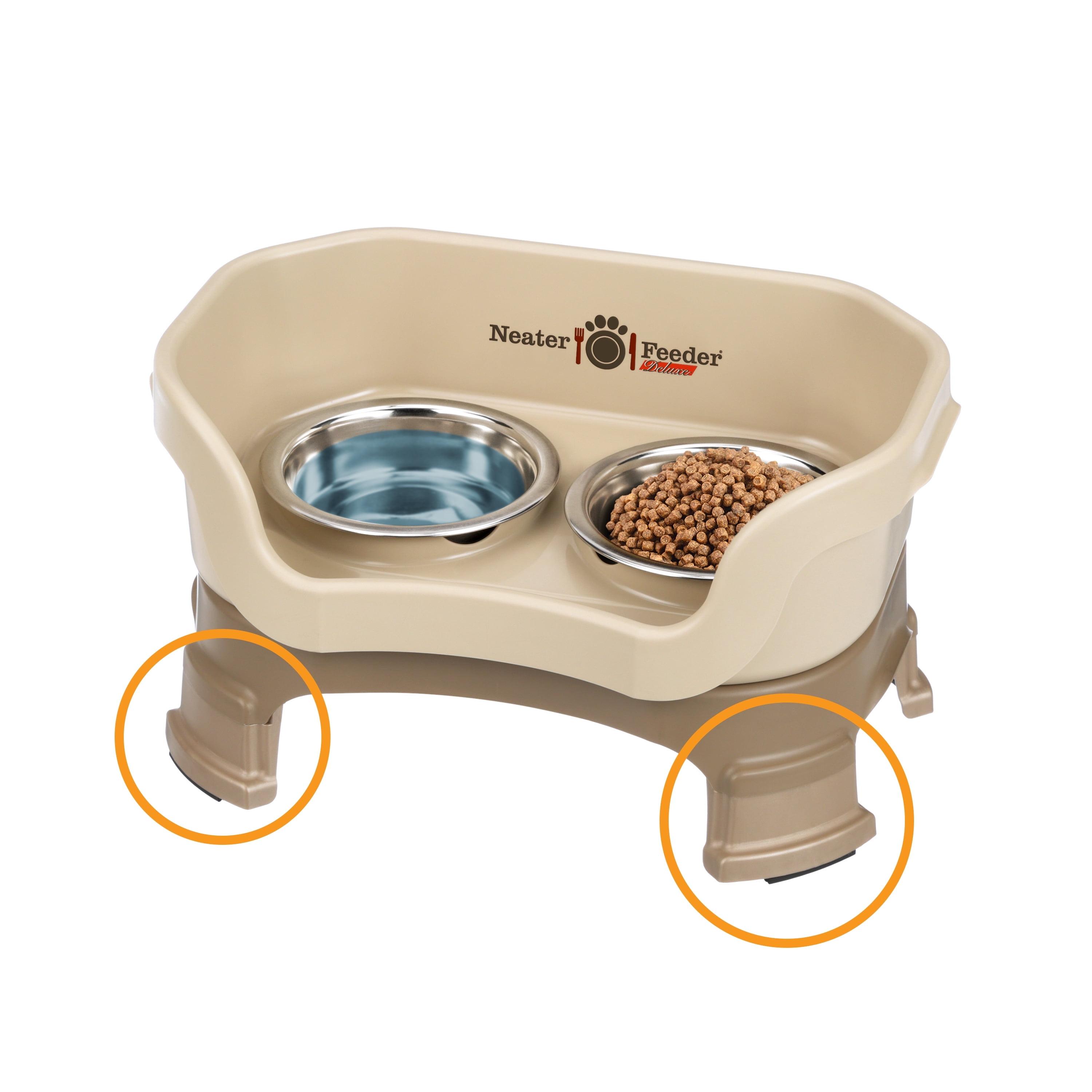 Cappuccino Elevated Stainless Steel Cat Feeder with Leg Extensions