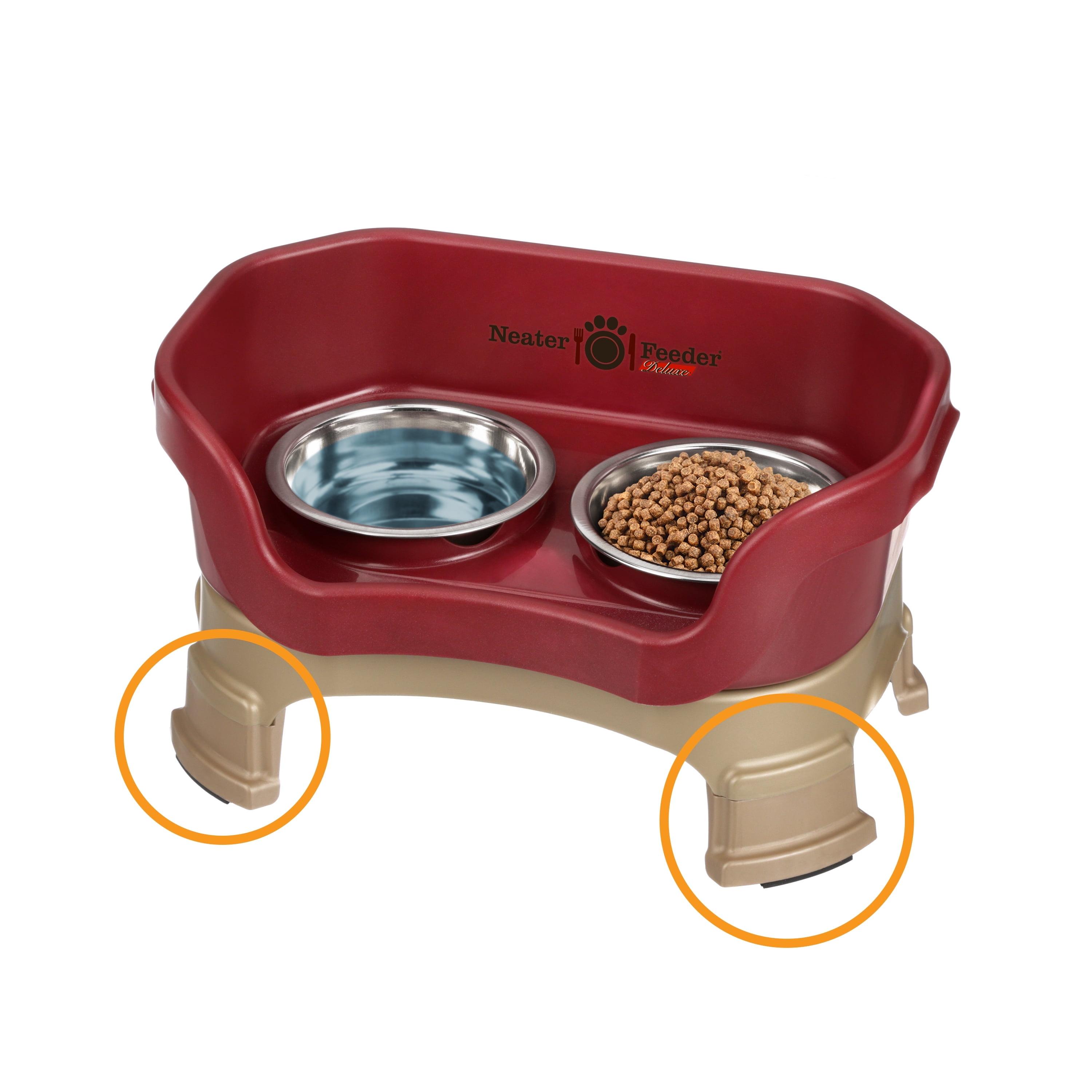 Cranberry Elevated Stainless Steel Cat Feeder with Extensions