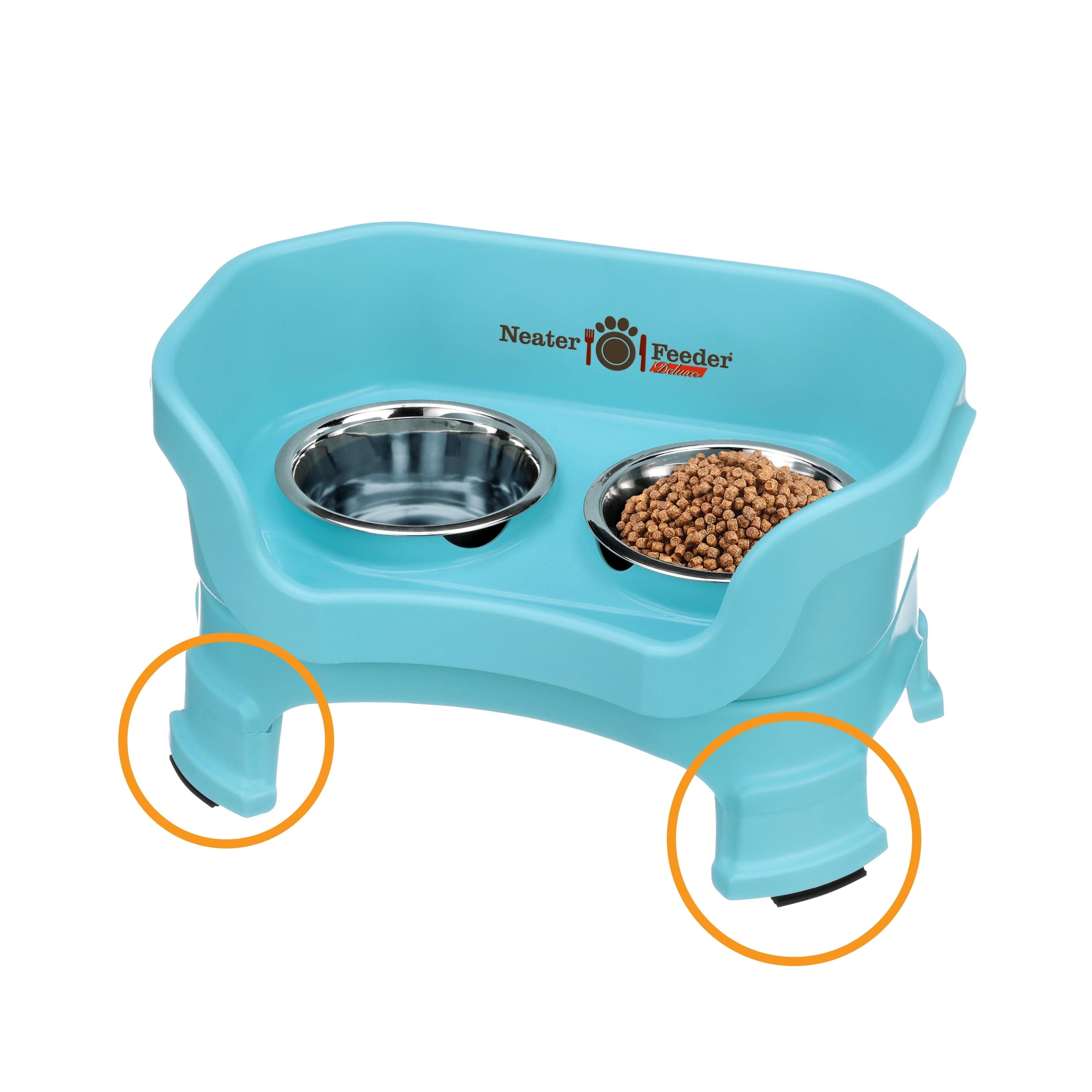 Neater Pets Neater Feeder Deluxe With Leg Extensions Mess-Proof Elevated Food & Water Bowls for Small Dogs, Aquamarine