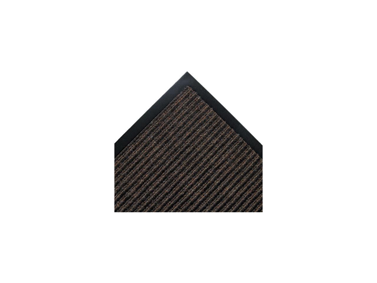 Brown Ribbed Polypropylene and Polyester Indoor Mat with Vinyl Backing, 36 x 60