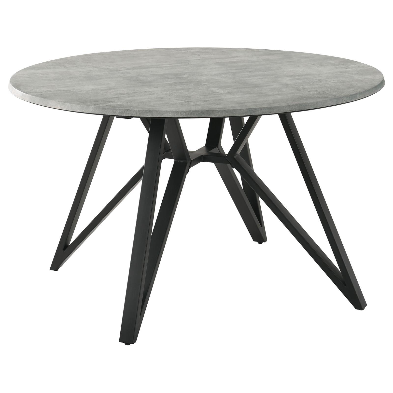 Round Extendable Dining Table in Black and Gray with Wood and Marble