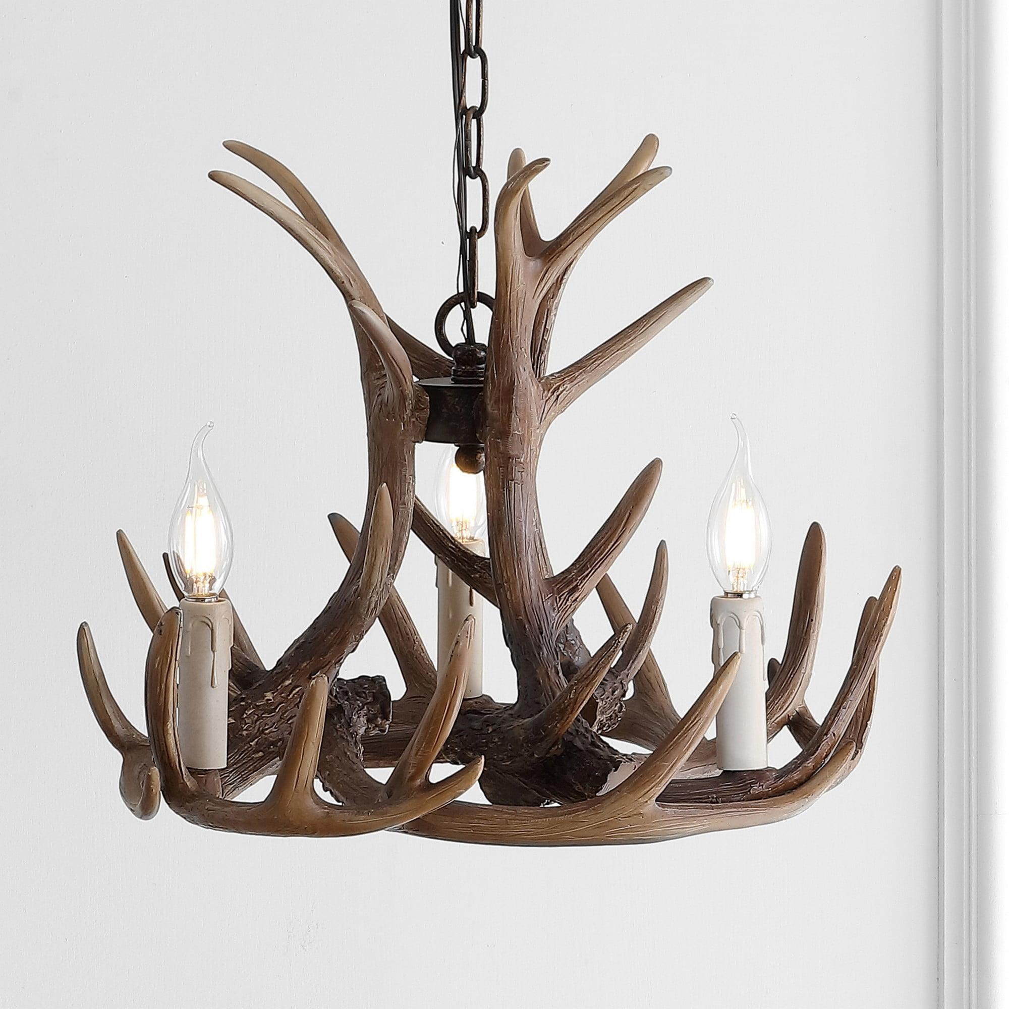 Eldora 18" Brown Resin Antler 3-Light Chandelier