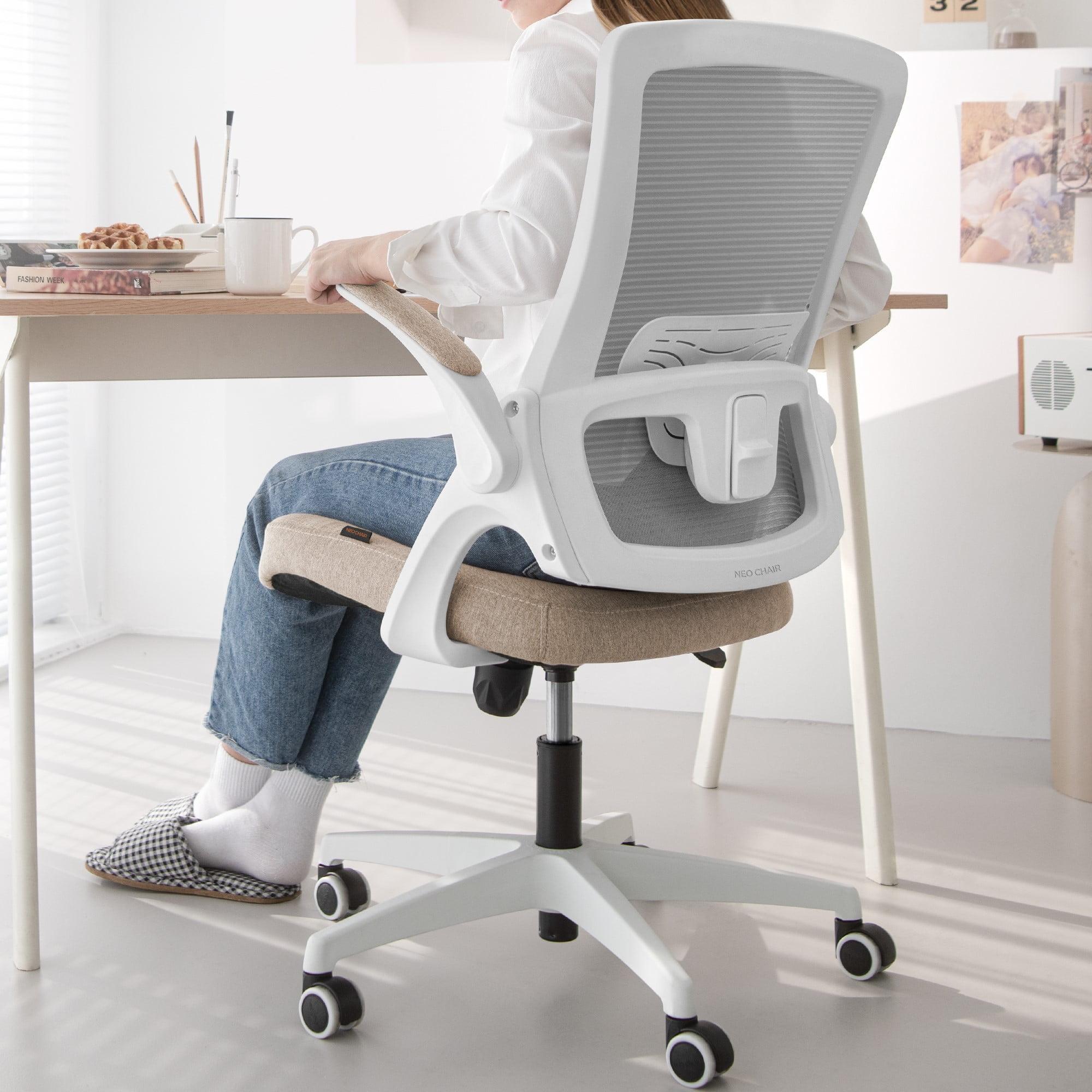 Beige High Back Mesh Executive Swivel Office Chair with Adjustable Arms