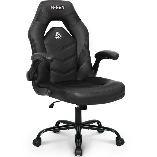 Neo Chair N-GEN Adjustable Ergonomic Faux Leather Swiveling PC & Racing Game Office Desk Chair with Flip-Up Arms