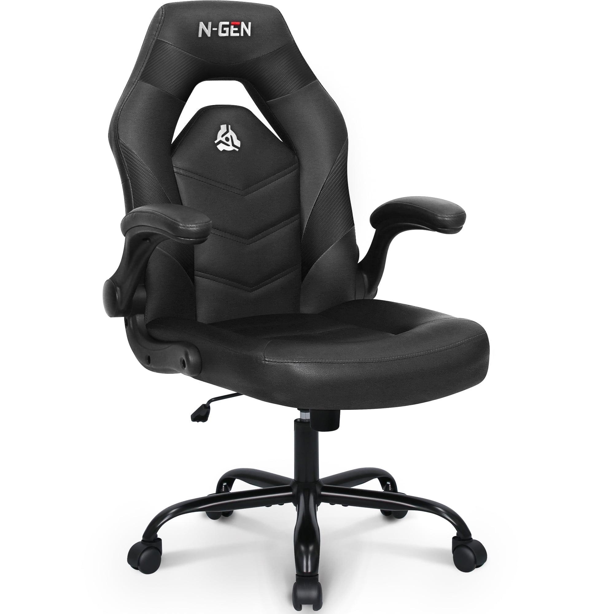 Neo Chair N-GEN Adjustable Ergonomic Faux Leather Swiveling PC & Racing Game Office Desk Chair with Flip-Up Arms