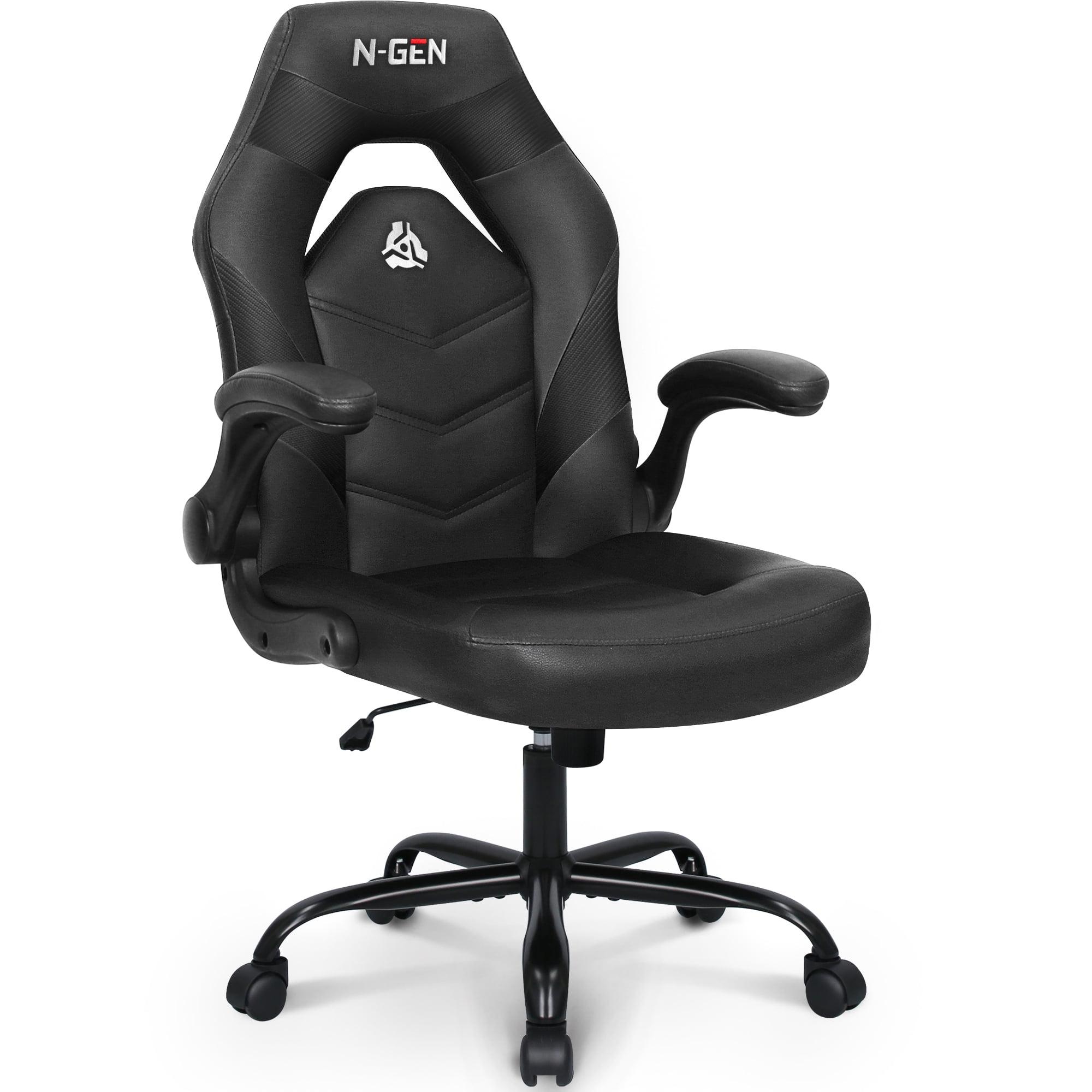 Neo Chair N-GEN Adjustable Ergonomic Faux Leather Swiveling PC & Racing Game Office Desk Chair with Flip-Up Arms
