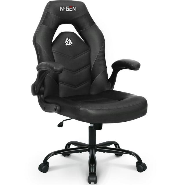 Neo Chair N-GEN Adjustable Ergonomic Faux Leather Swiveling PC & Racing Game Office Desk Chair with Flip-Up Arms