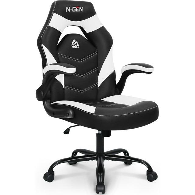 Neo Chair N-GEN Adjustable Ergonomic Faux Leather Swiveling PC & Racing Game Office Desk Chair with Flip-Up Arms