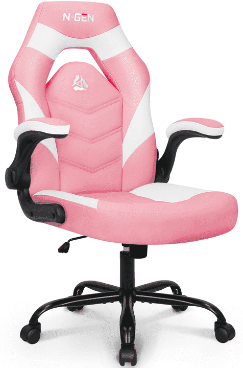 Neo Chair N-GEN Adjustable Ergonomic Faux Leather Swiveling PC & Racing Game Office Desk Chair with Flip-Up Arms