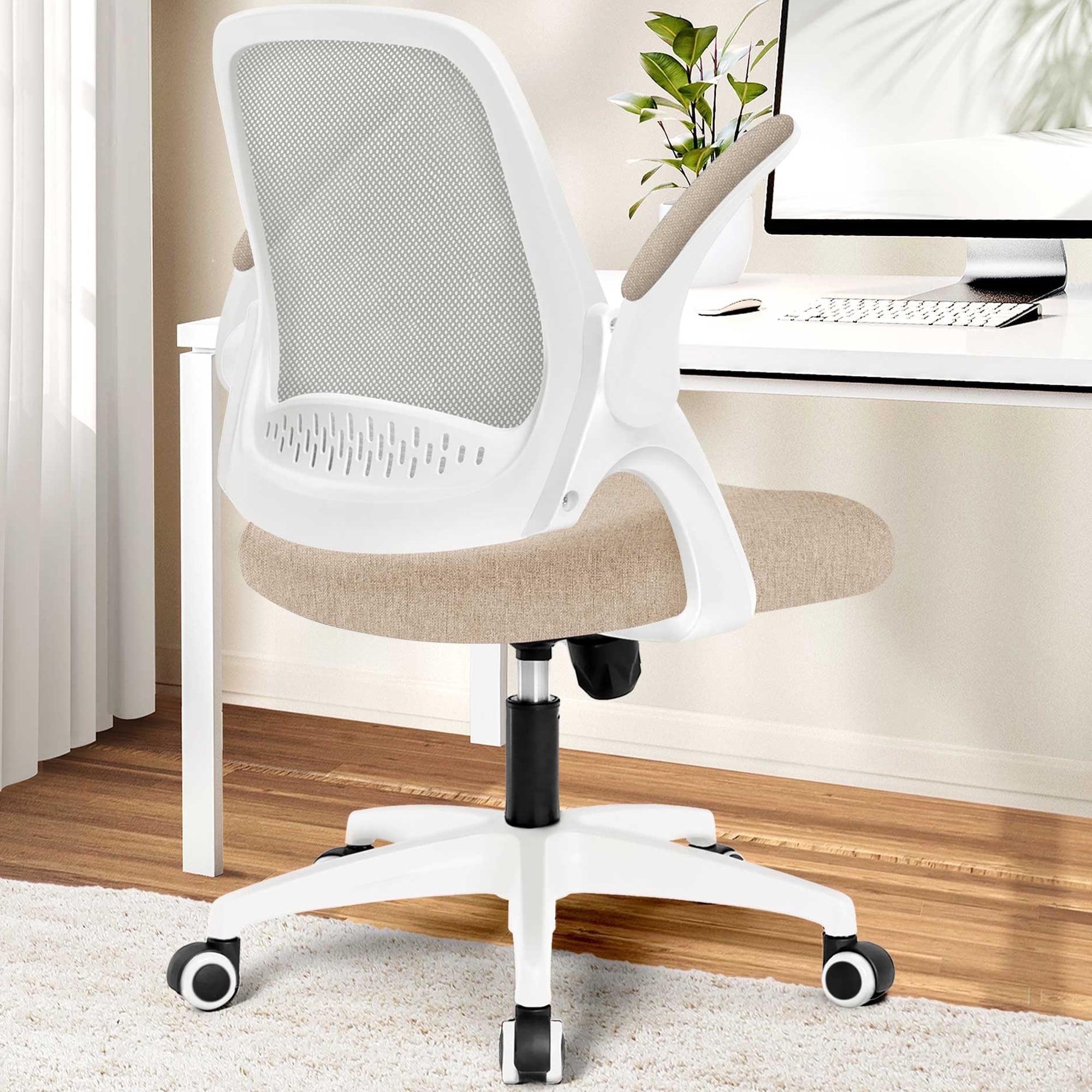 NEO CHAIR Office Chair, Flip-up Padded Armrests Desk Chair, Ergonomic Back Support, Beige