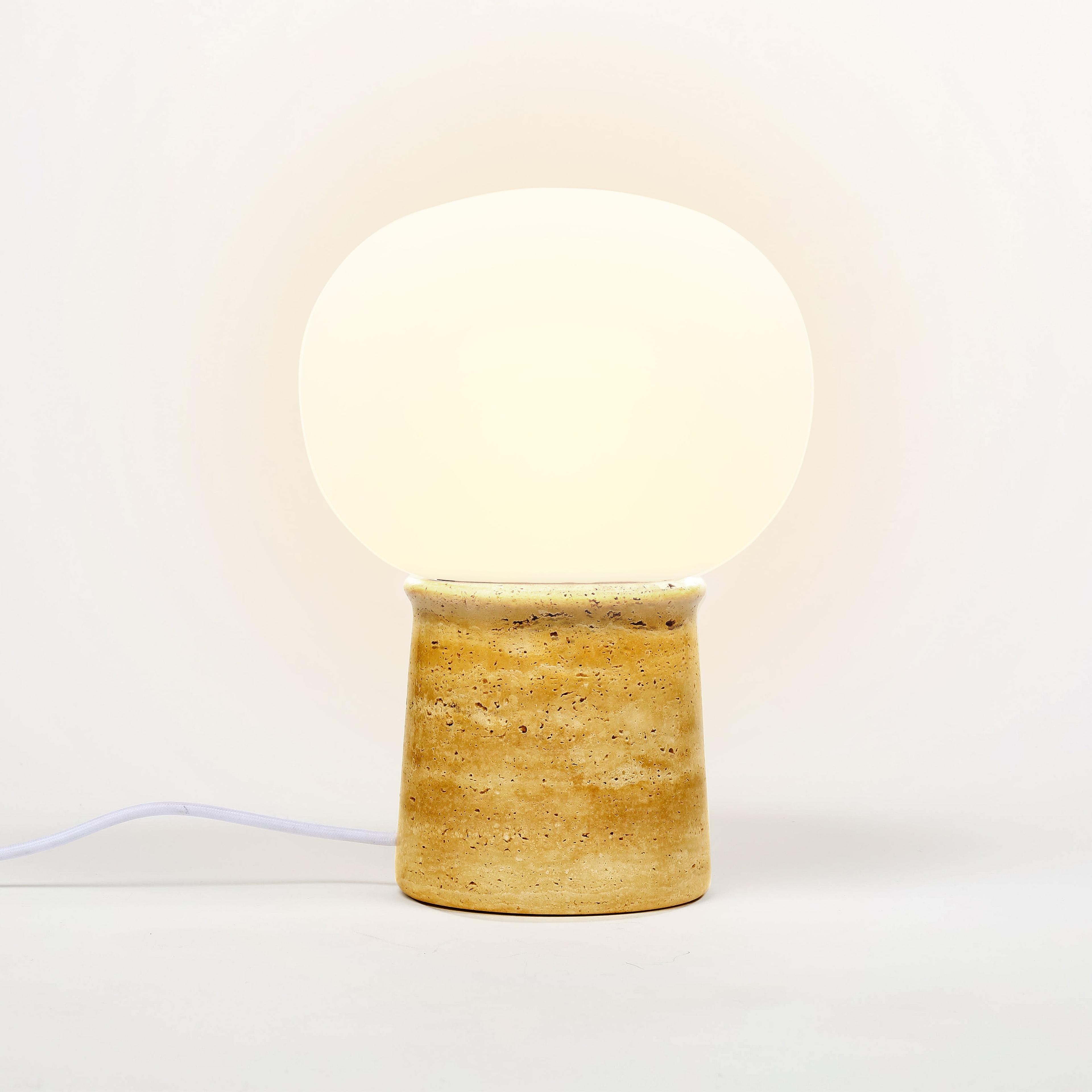 Brightech Neptune 12" LED Table Lamp With Natural Travertine Stone Base | Wayfair