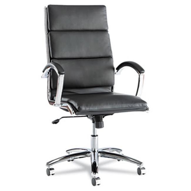 Black High-Back Leather Swivel Office Chair with Chrome Frame