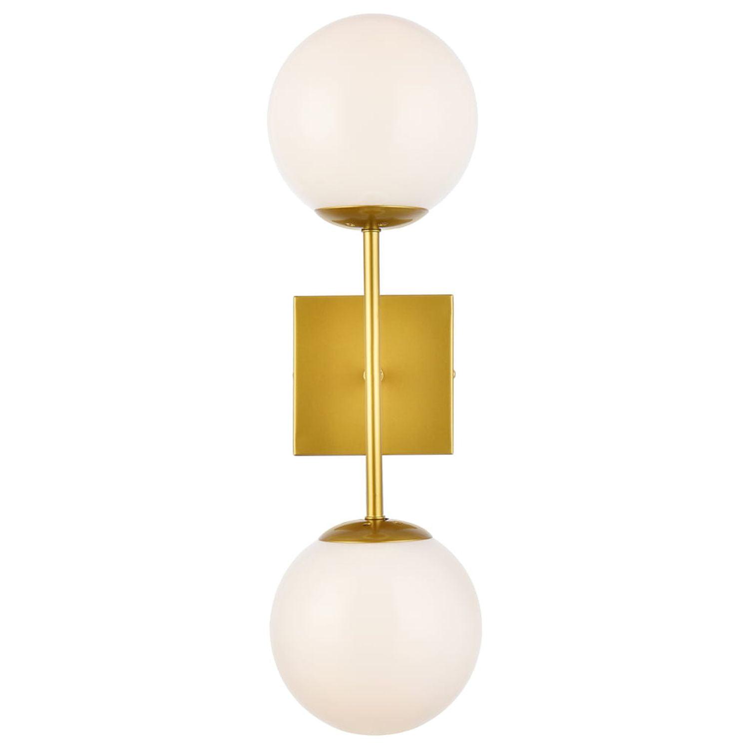 Elegant Neri 20" Dimmable Brass & White Glass Wall Sconce