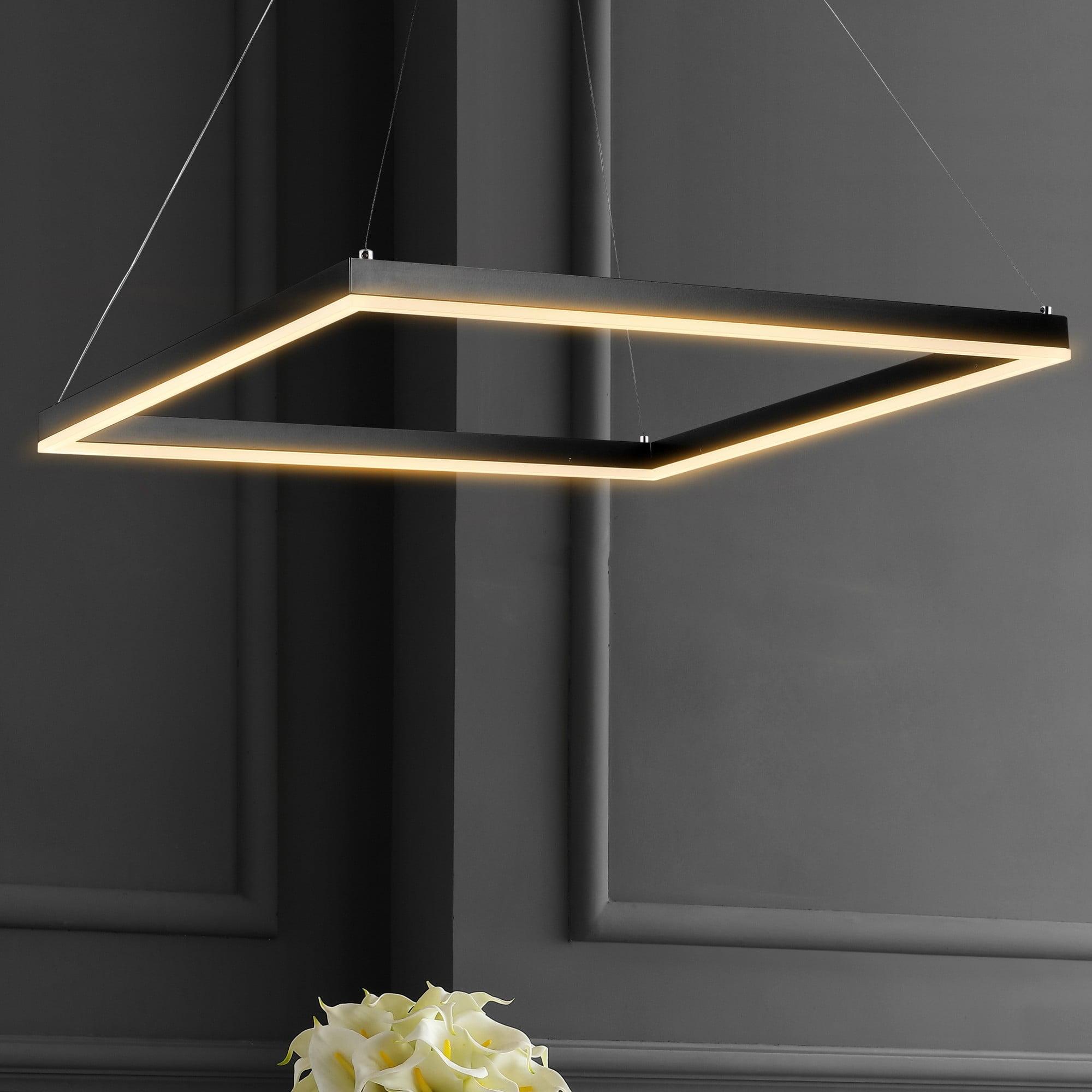 Nero 23.63" Square Contemporary Modern Metal Integrated LED Pendant Light, Black