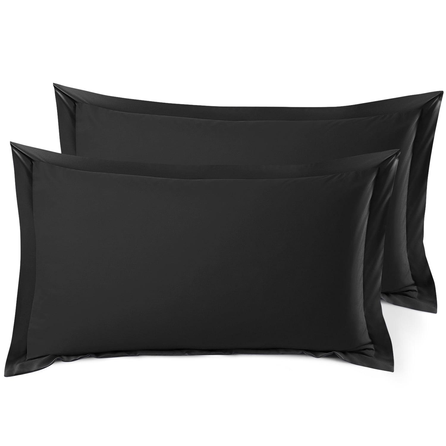 Nestl Pillow Sham Set of 2, Premium 1800 Series Double Brushed Bed Pillow Cases, Black, King 20" X 36"