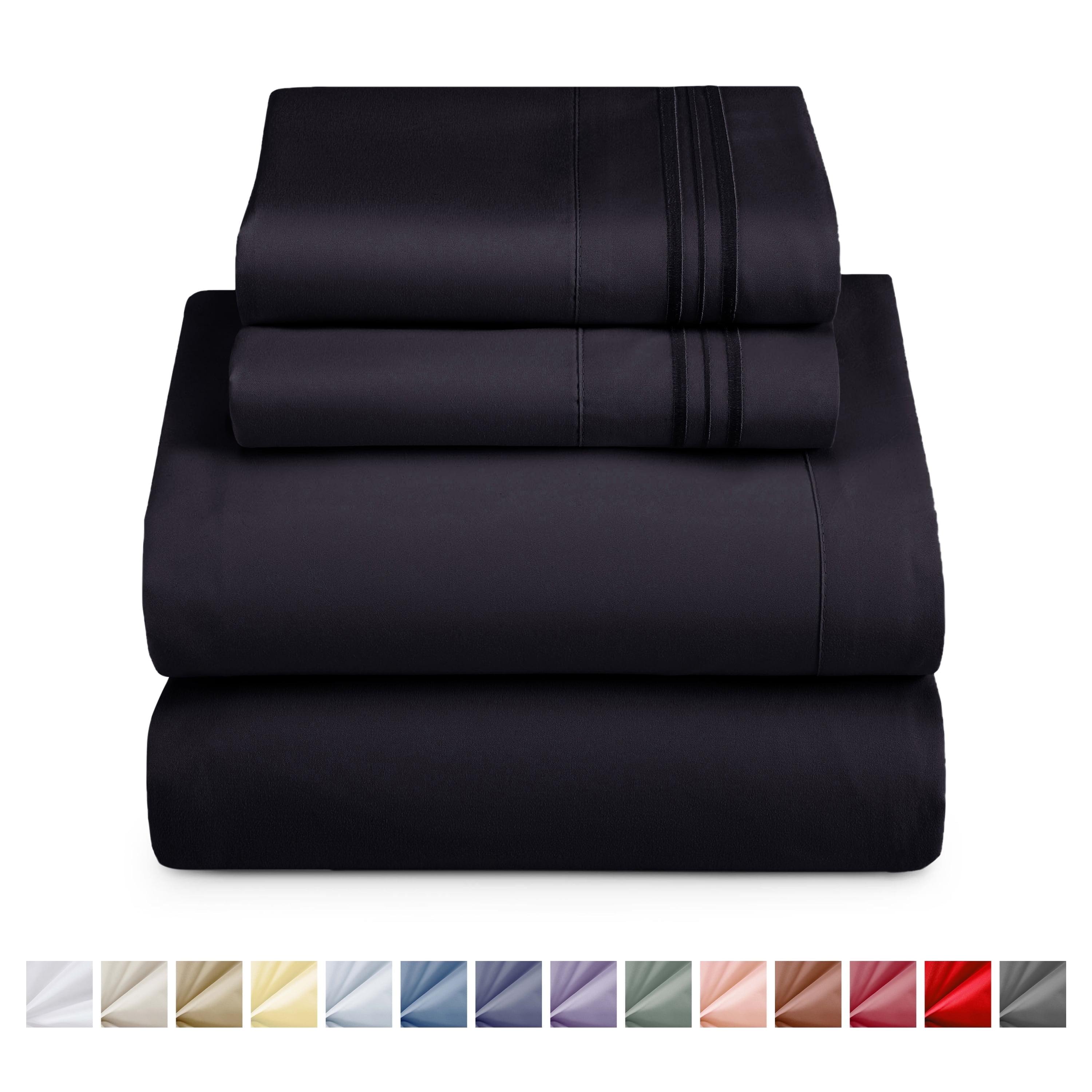 Nestl Extra Deep Pocket 4 Piece Sheet Sets, Queen Size Deep Pocket Sheets - Black