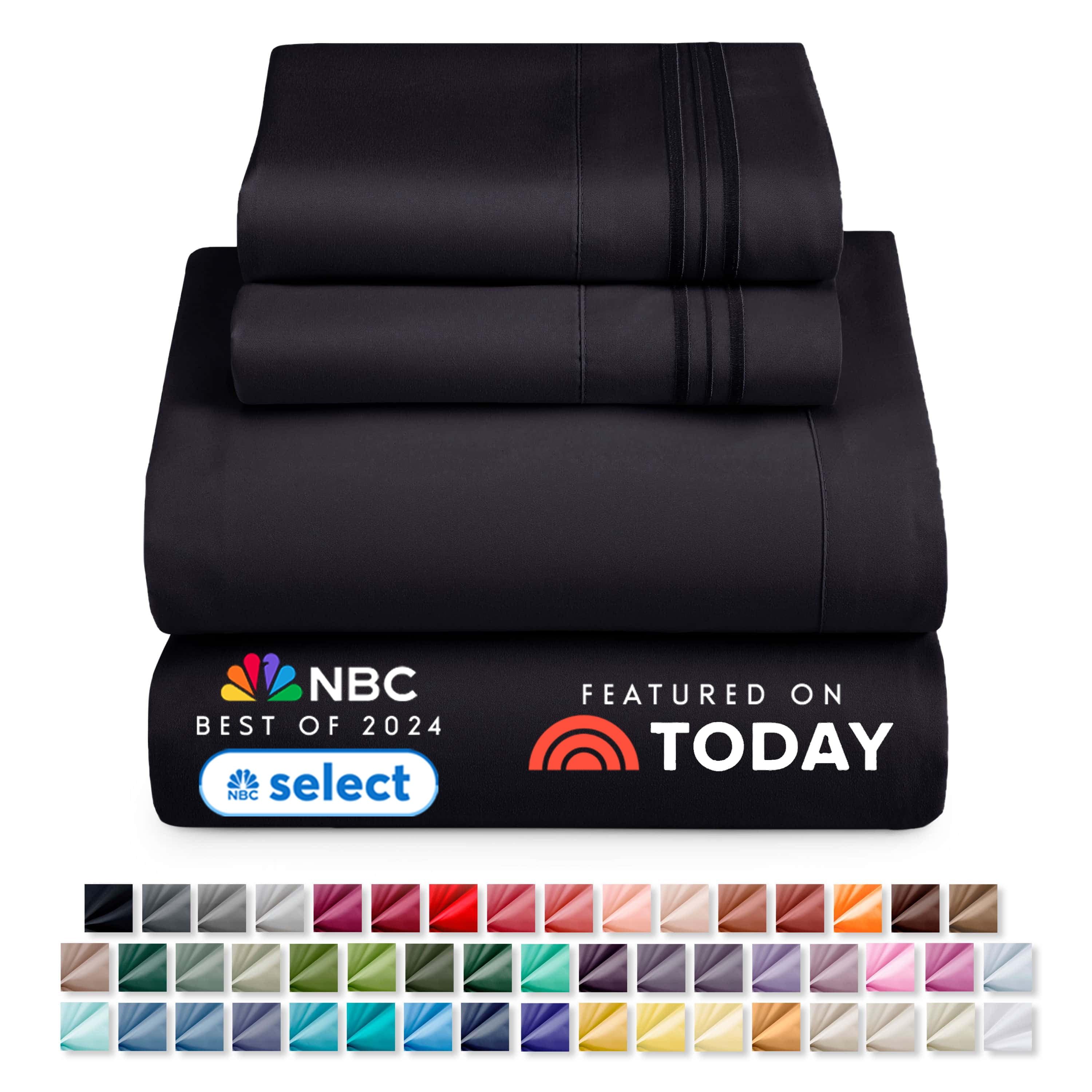 Nestl Extra Deep Pocket 4 Piece Sheet Sets, Queen Size Deep Pocket Sheets - Black