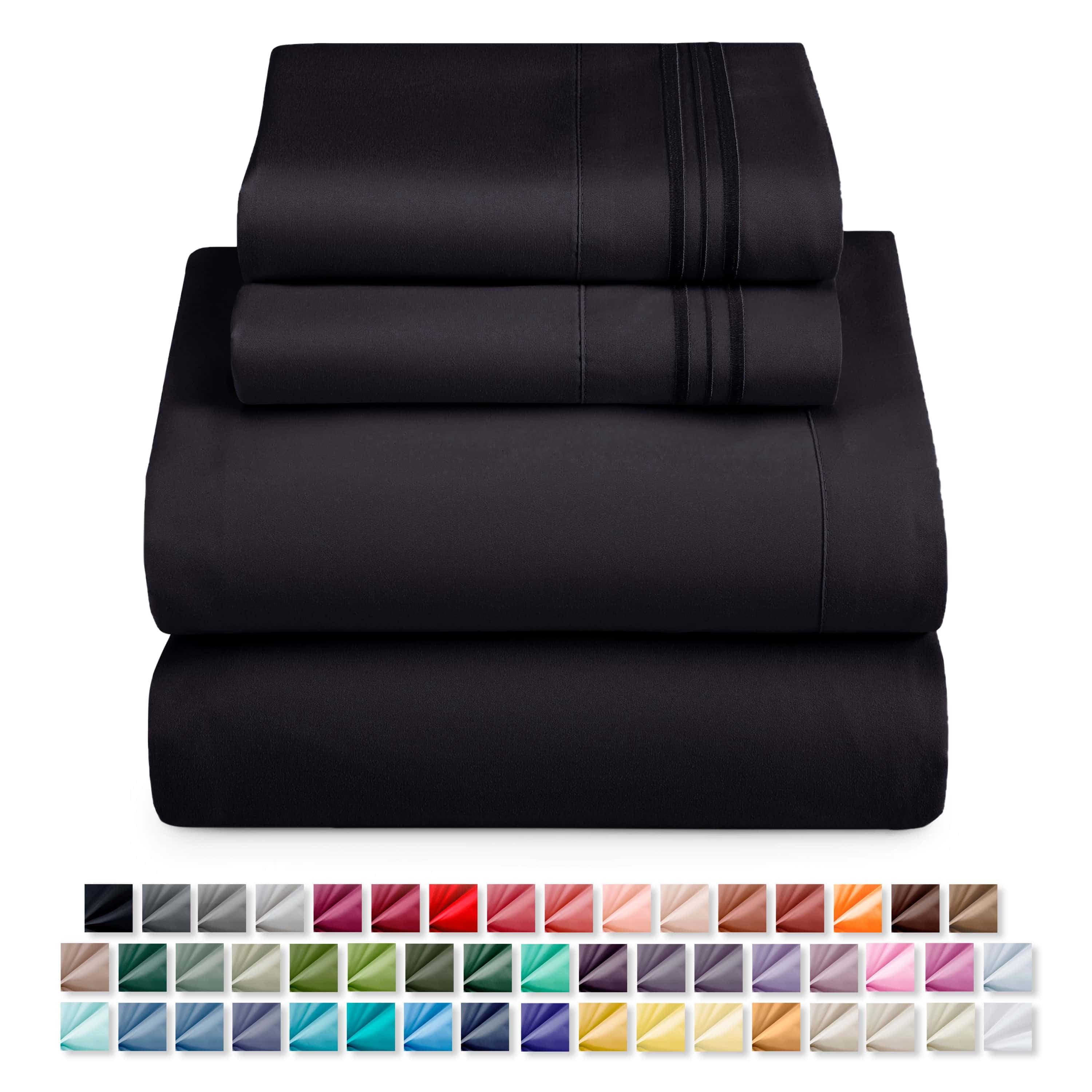Nestl Extra Deep Pocket 4 Piece Sheet Sets, Queen Size Deep Pocket Sheets - Black