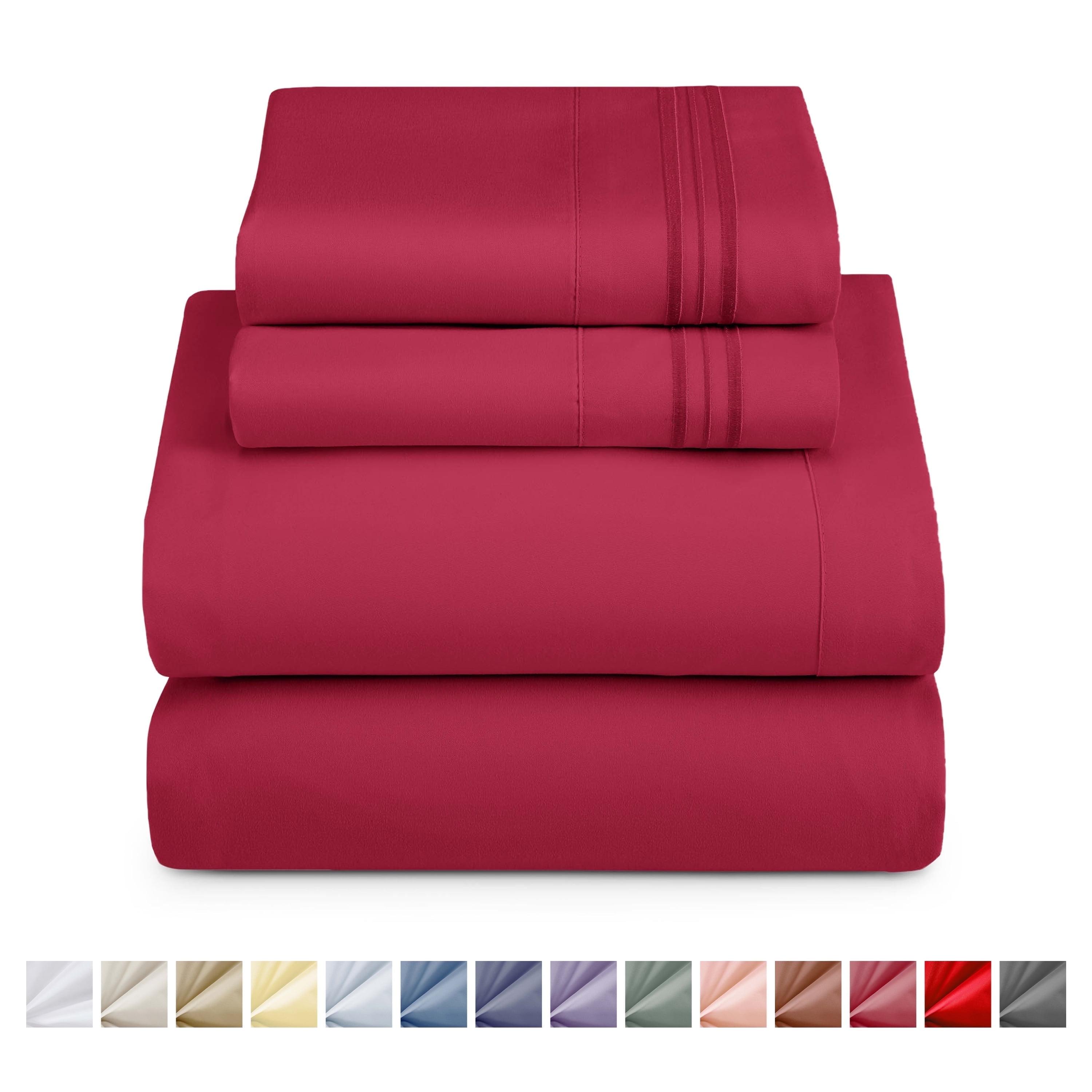Nestl Extra Deep Pocket 4 Piece Sheet Sets, Queen Size Deep Pocket Sheets - Burgundy Red