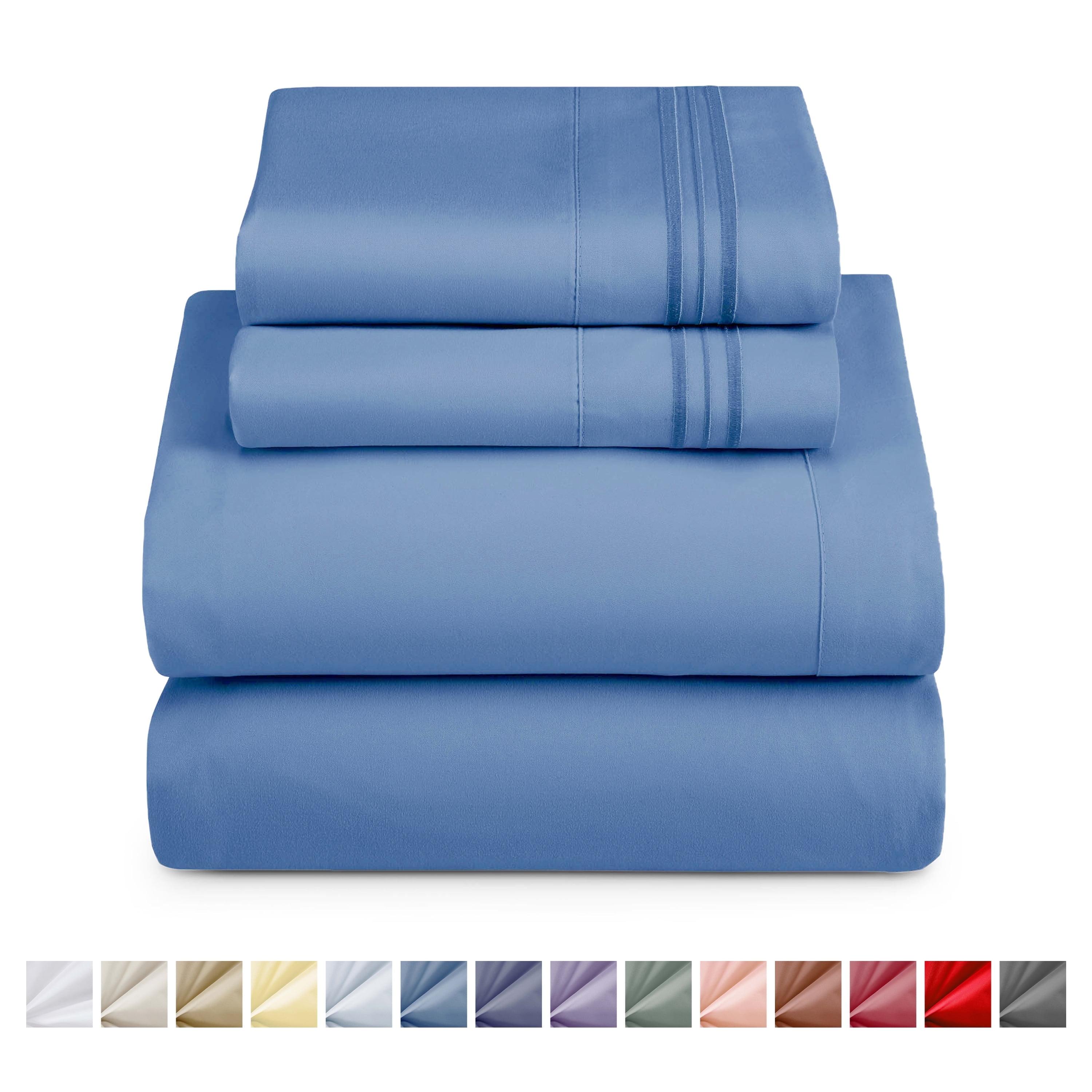 Nestl Twin XL Sheet Sets, 1800 Series Deep Pocket 3 Piece, Luxury Soft Microfiber Bed Sheet Sets, Blue Heaven