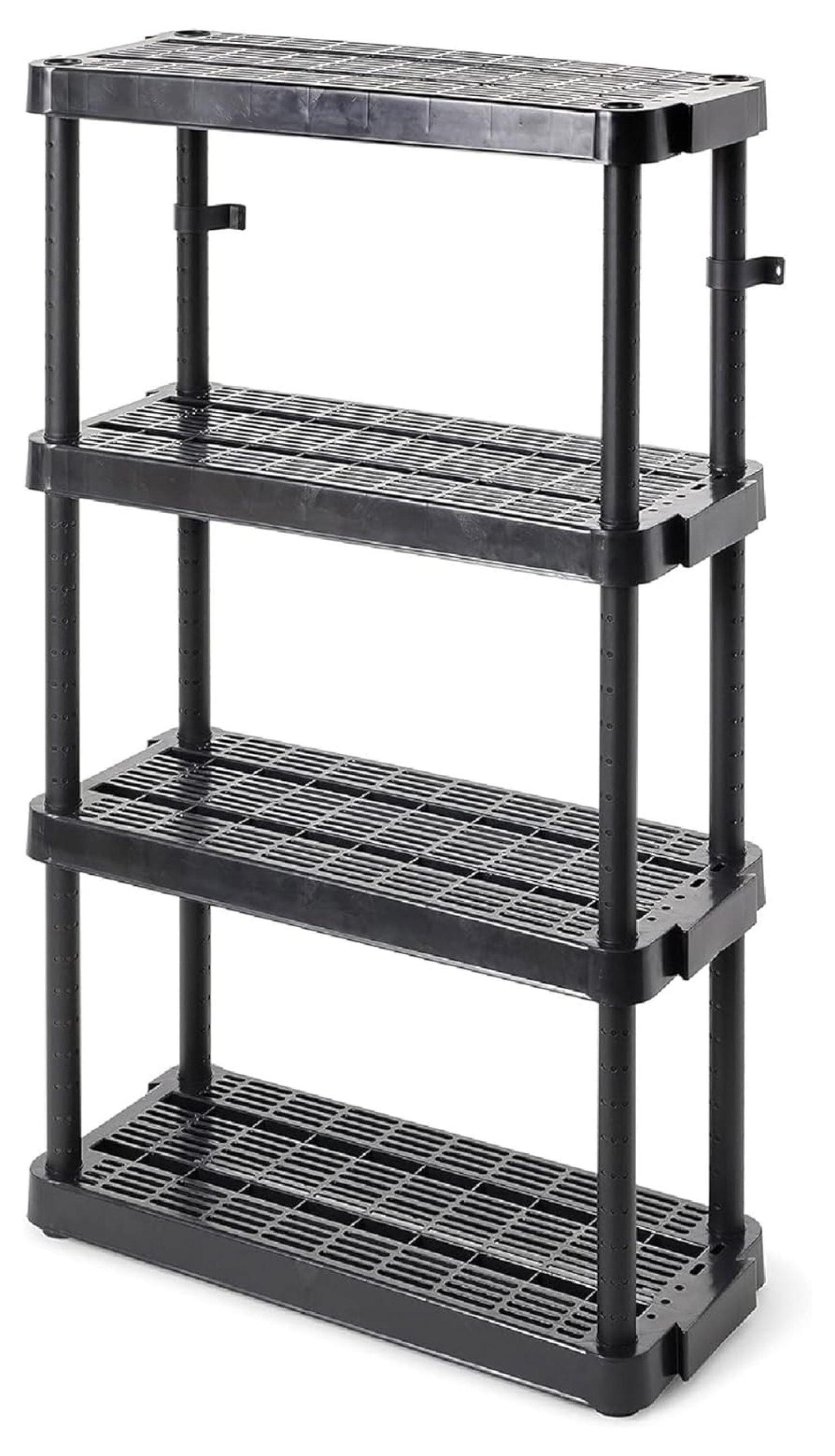 Gracious Living 4 Shelf Fixed Height Ventilated Medium Duty Shelving Unit Organizer System for Home, Garage, Basement, Laundry