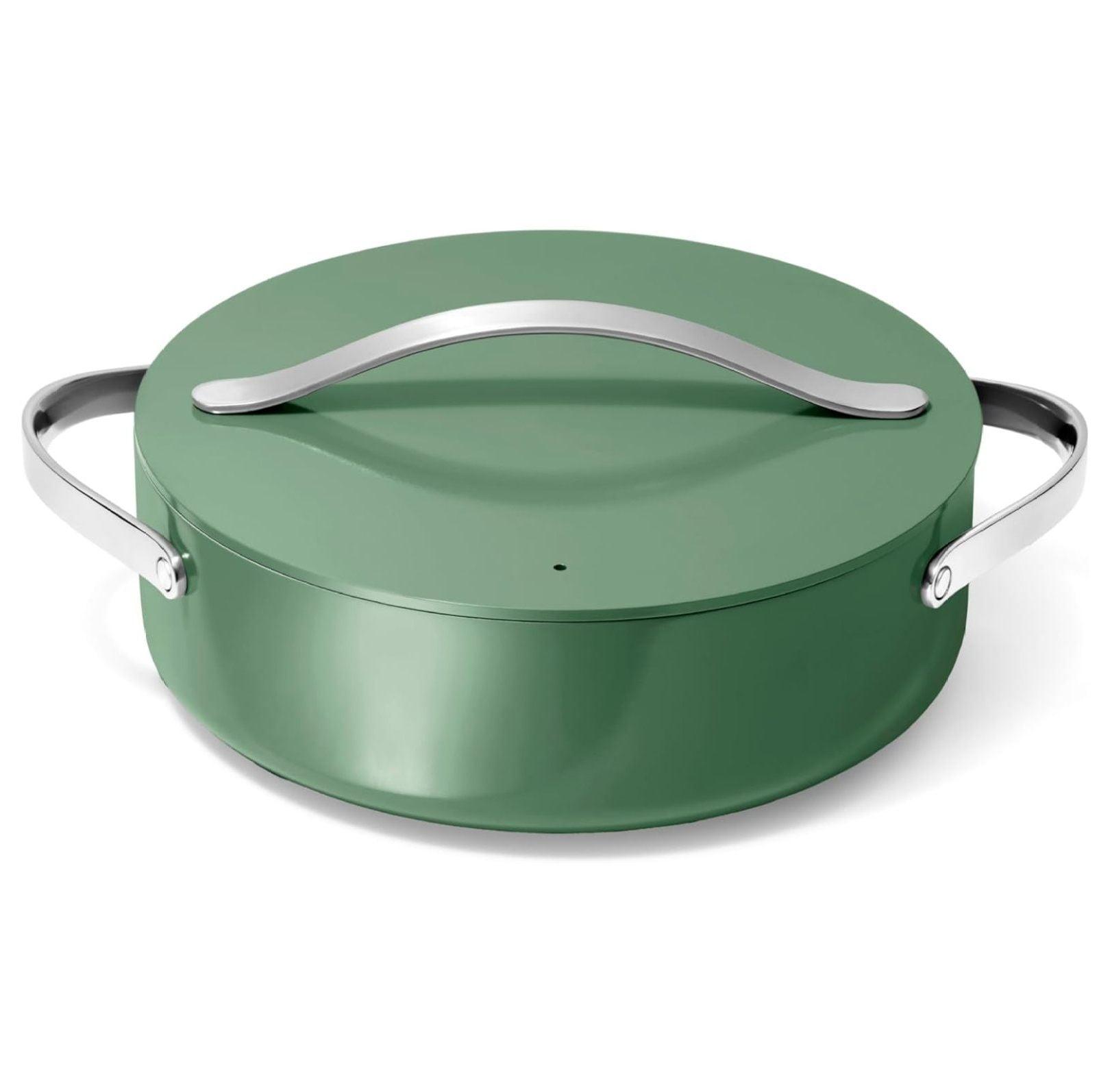 Jiowenm Rondeau - 6 Qt Non-Stick Pan with Lid - From Chemicals - Perfect for Searing, Braising, & Roasting - Sage