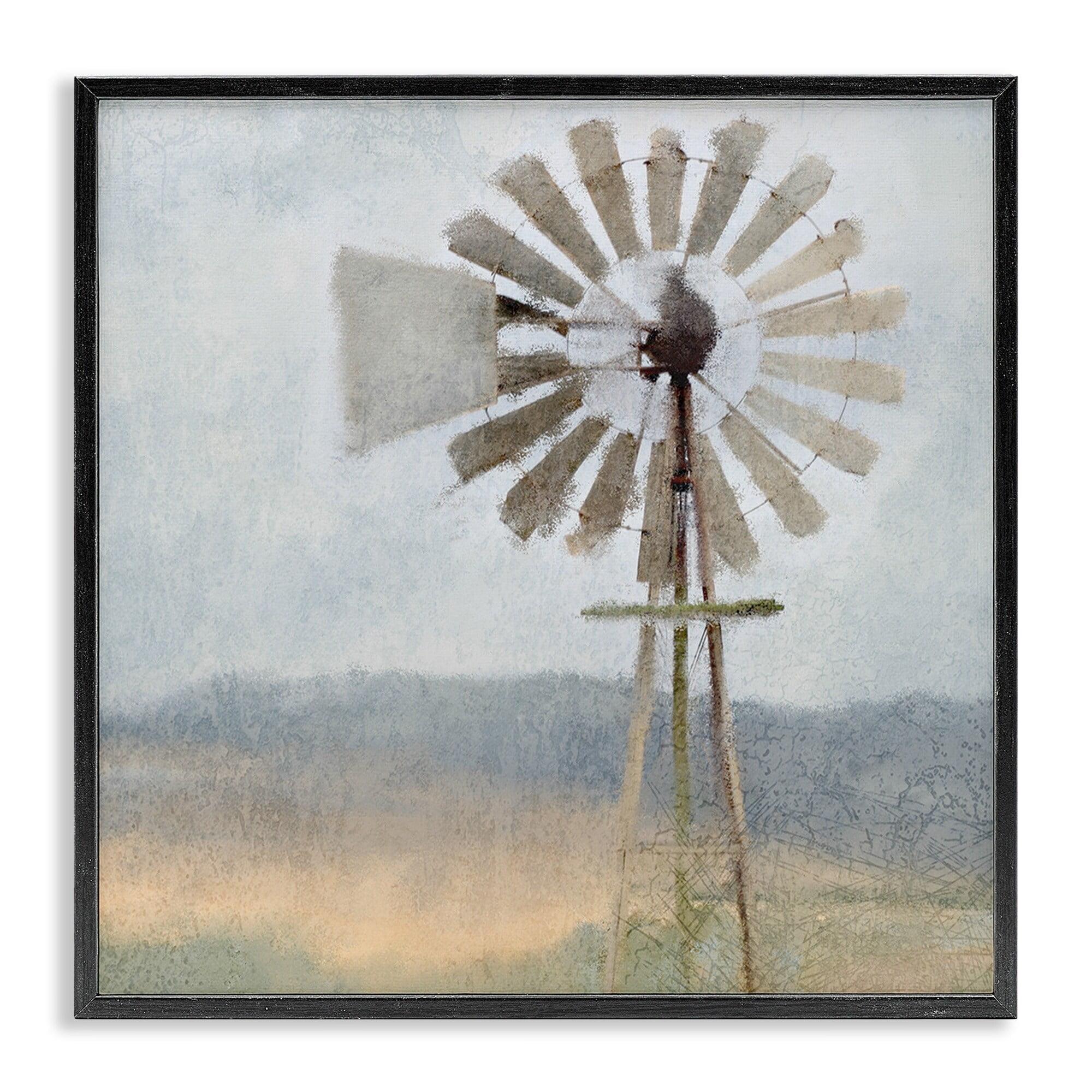 Stupell Industries Neutral Blue Windmill Breeze, 17" x 17"